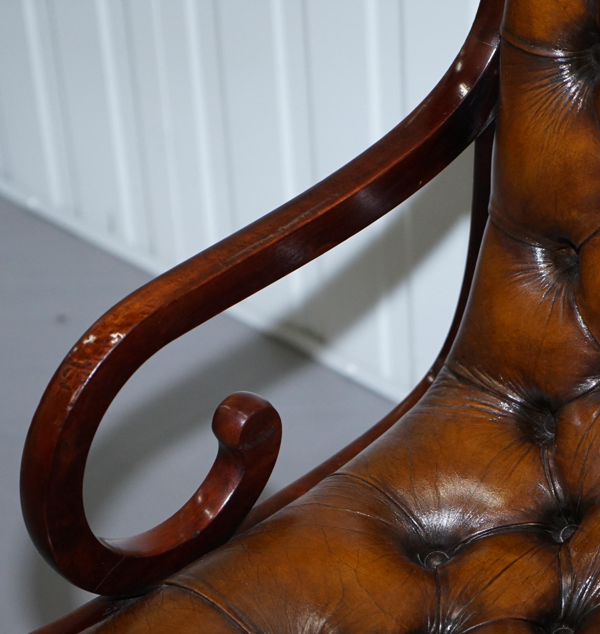 Set of 6 Fully Restored Chesterfield Dining Chairs Whisky Brown Leather Ten Set 8