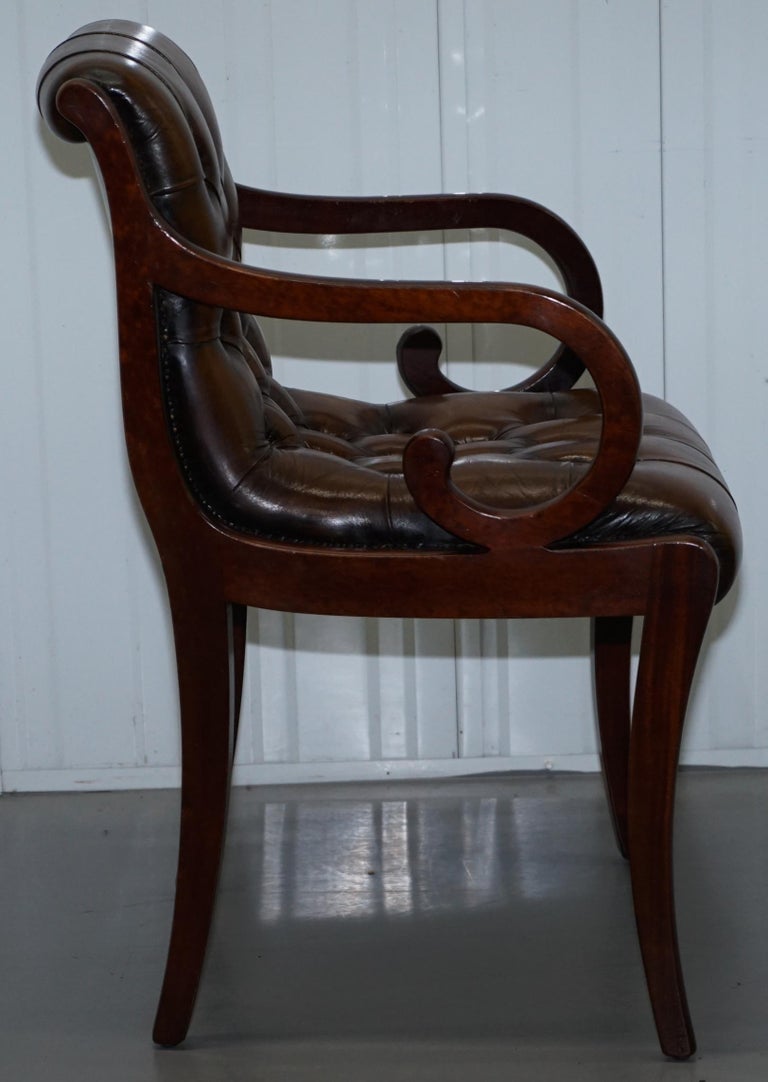 Set of 6 Fully Restored Chesterfield Dining Chairs Whisky Brown Leather