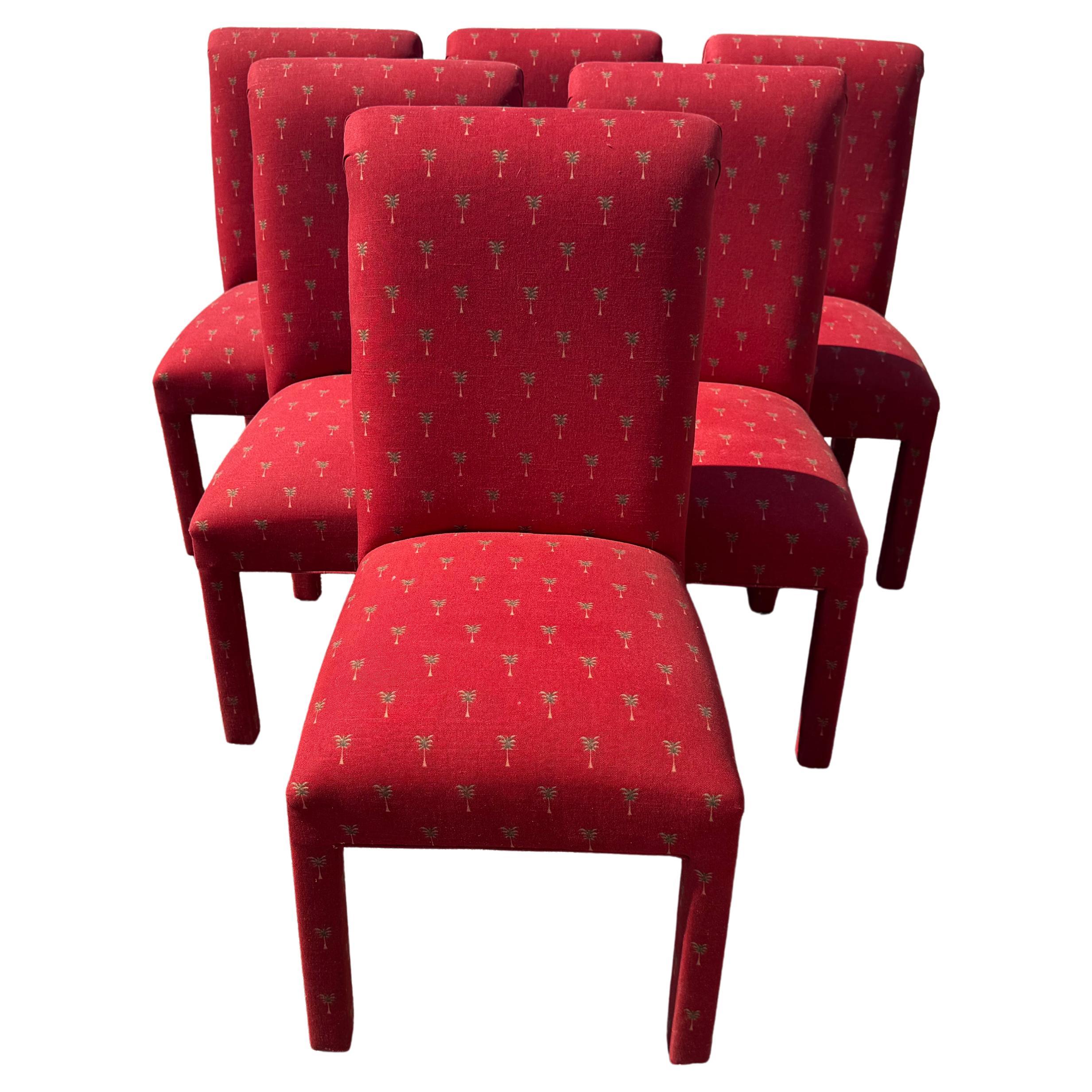 Set of 6 Fully Upholstered Parsons Style Dining Chairs