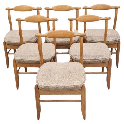 Set of 6 "Fumay"chairs by Guillerme et Chambron for Votre Maison, France, 1970's For Sale