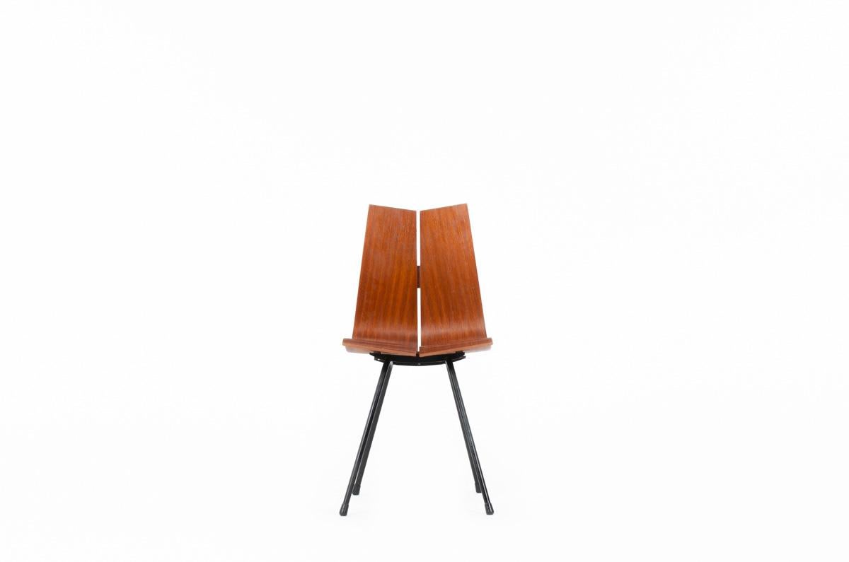 Set of 6 GA Chairs by Hans Bellmann for Horgenglarus, 1950 In Good Condition In JASSANS-RIOTTIER, FR