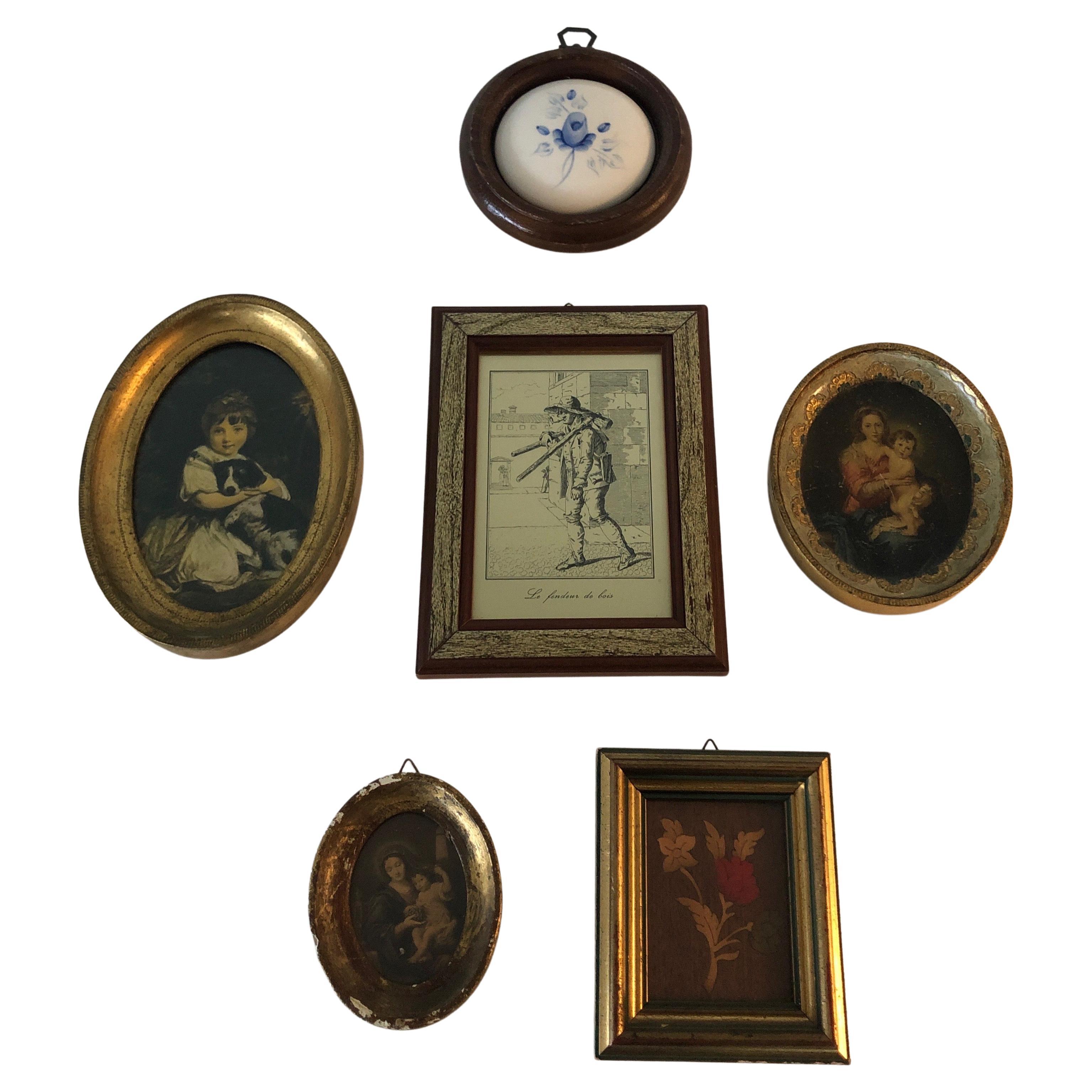 Set of '6' Gallery Wall Framed Miniature Portraits