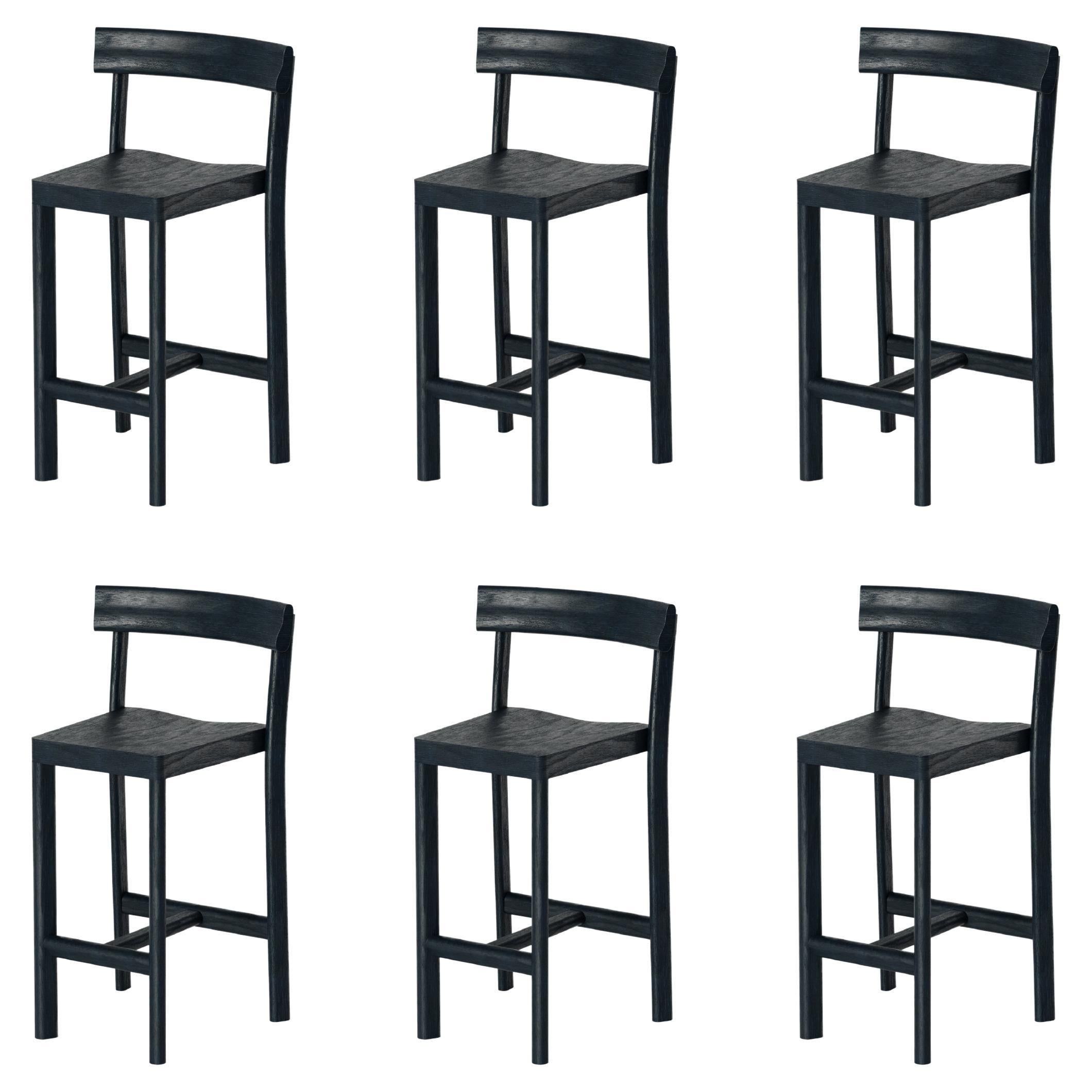Ensemble de 6 chaises de comptoir Galta 65 en chêne noir par Kann Design en vente