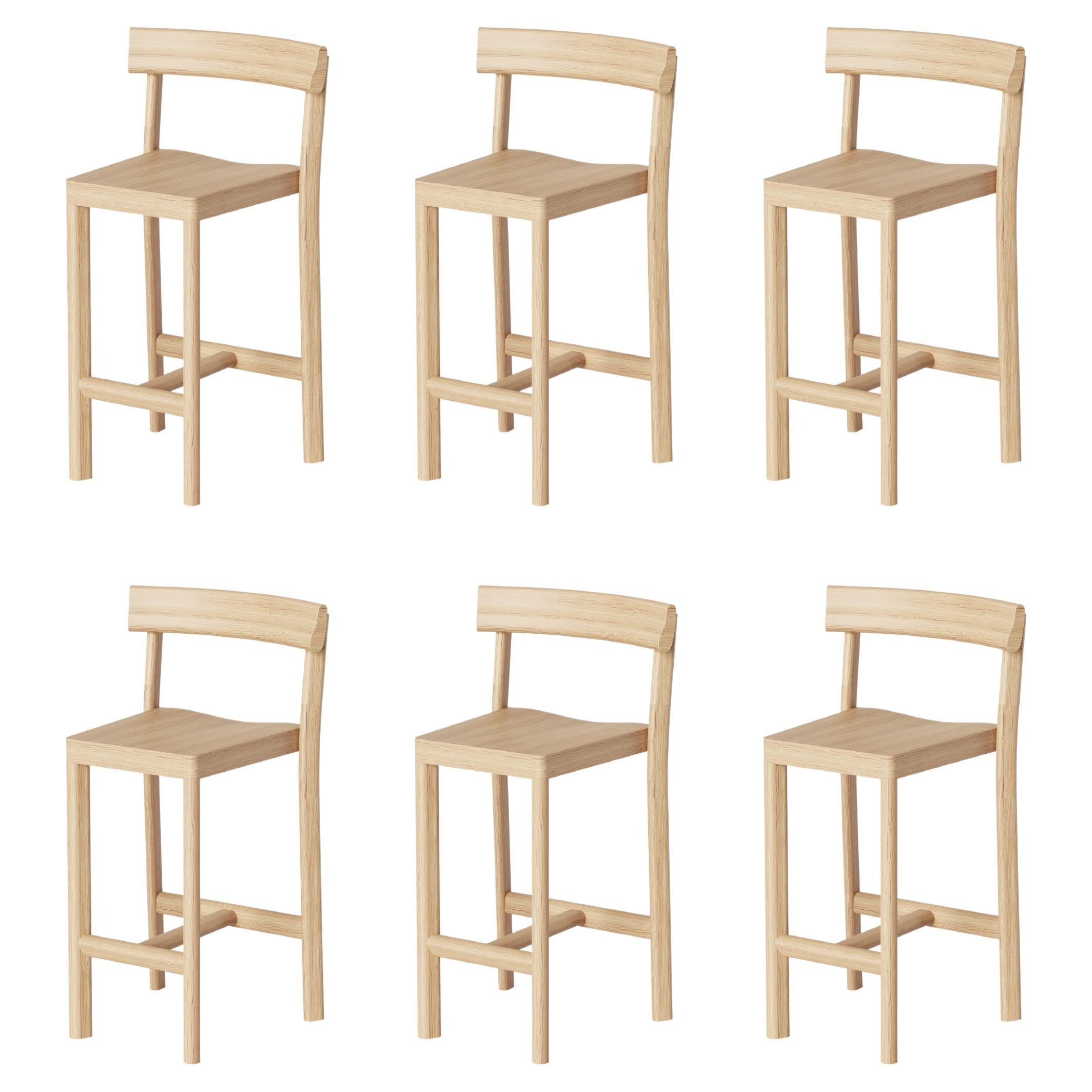 Set of 6 Galta 65 Oak Counter Chairs by Kann Design For Sale