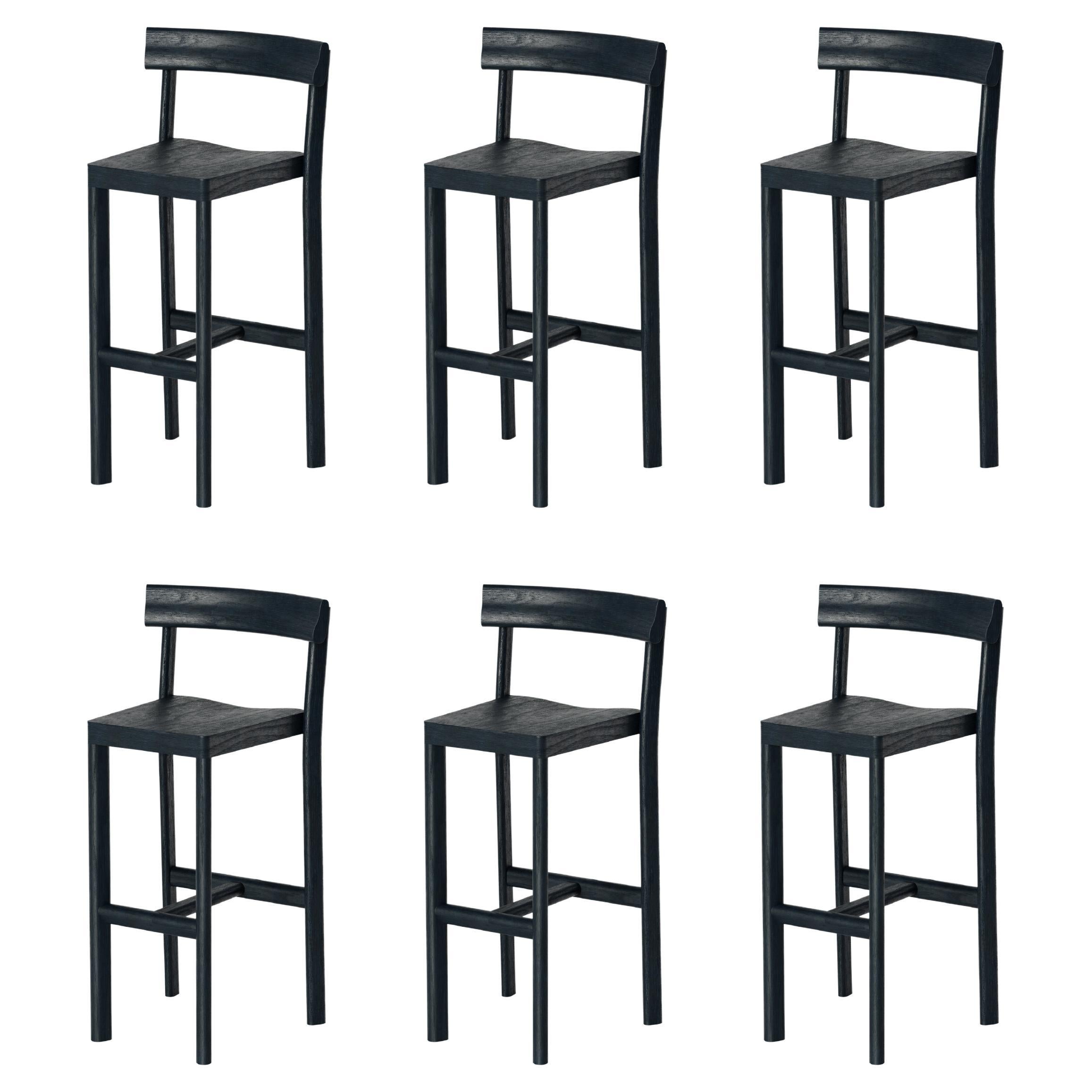 Set of 6 Galta 75 Black Oak Counter Chairs by Kann Design For Sale