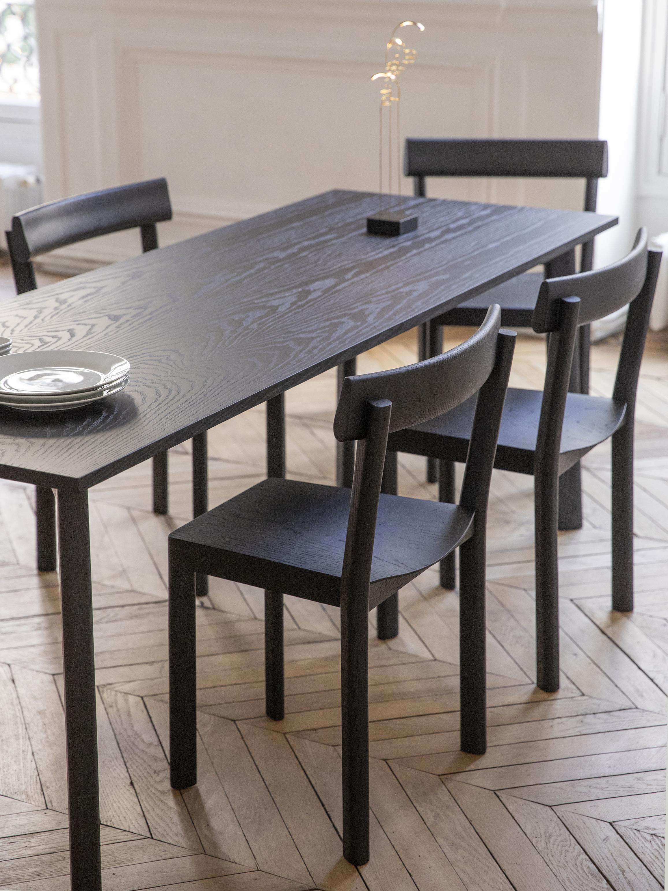 Post-Modern Set of 6 Galta Black Oak Chairs by Kann Design For Sale