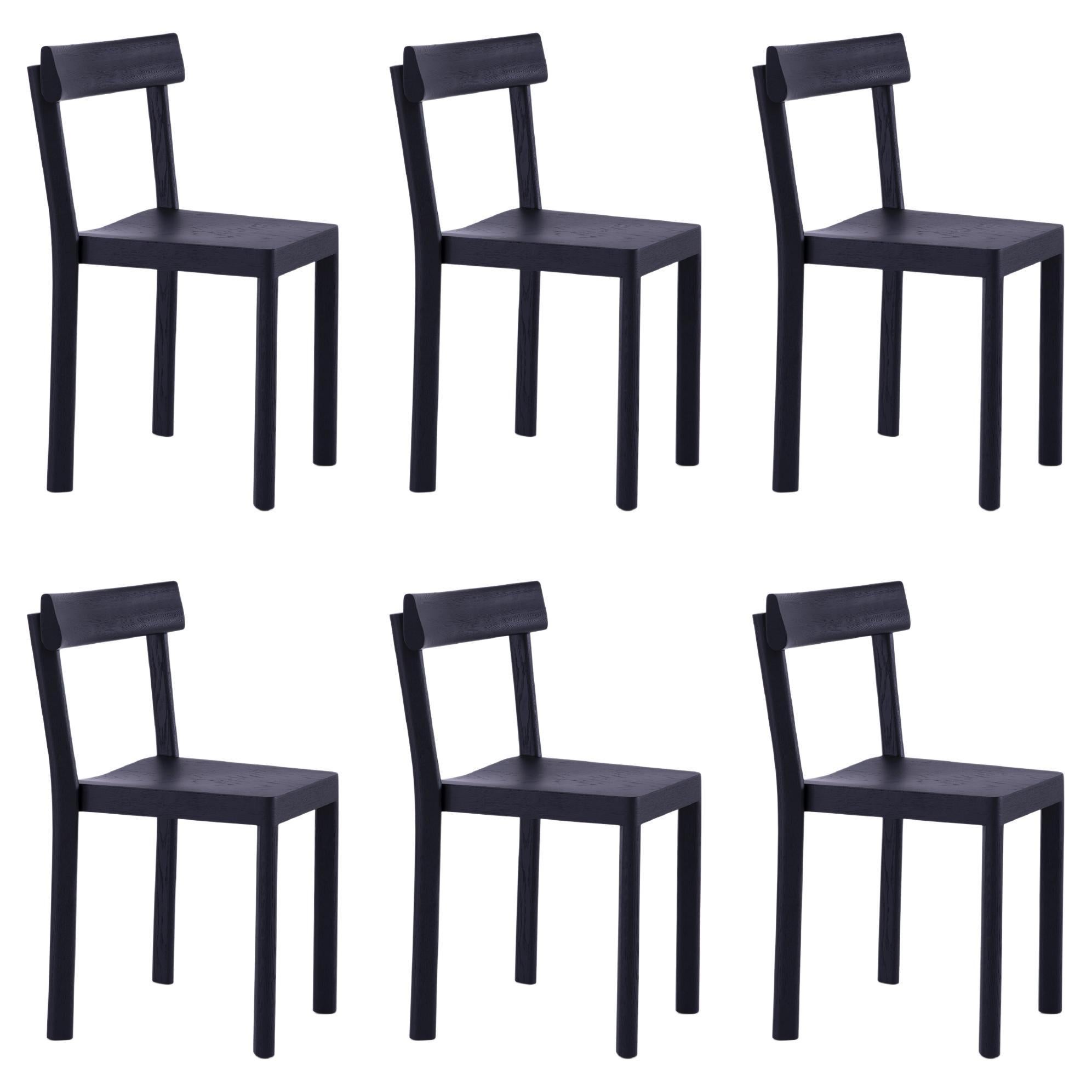 Set of 6 Galta Black Oak Chairs by Kann Design For Sale