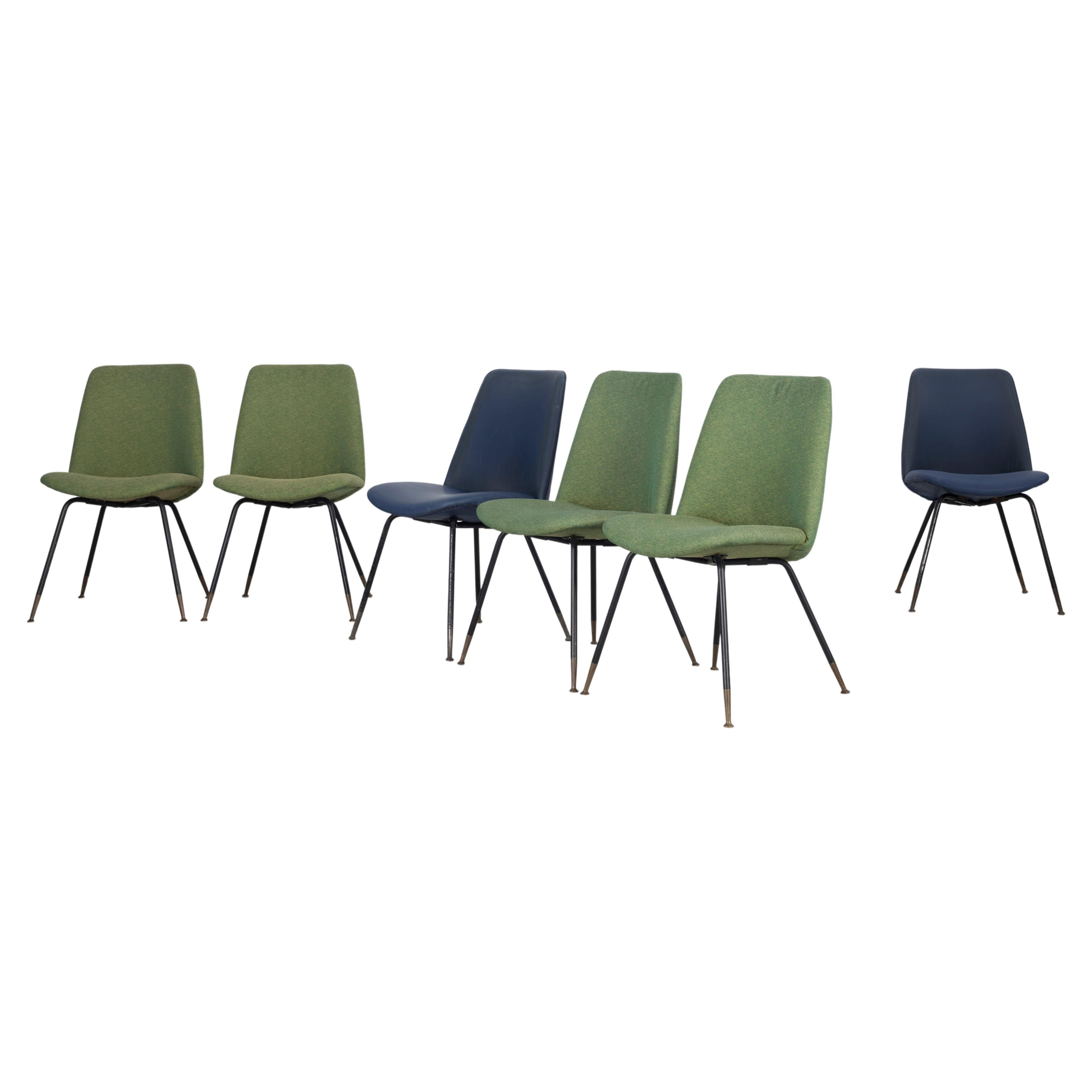 Set of 6 Gastone Rinaldi Model "DU22" dining chairs, Rima 1950, Italy. 