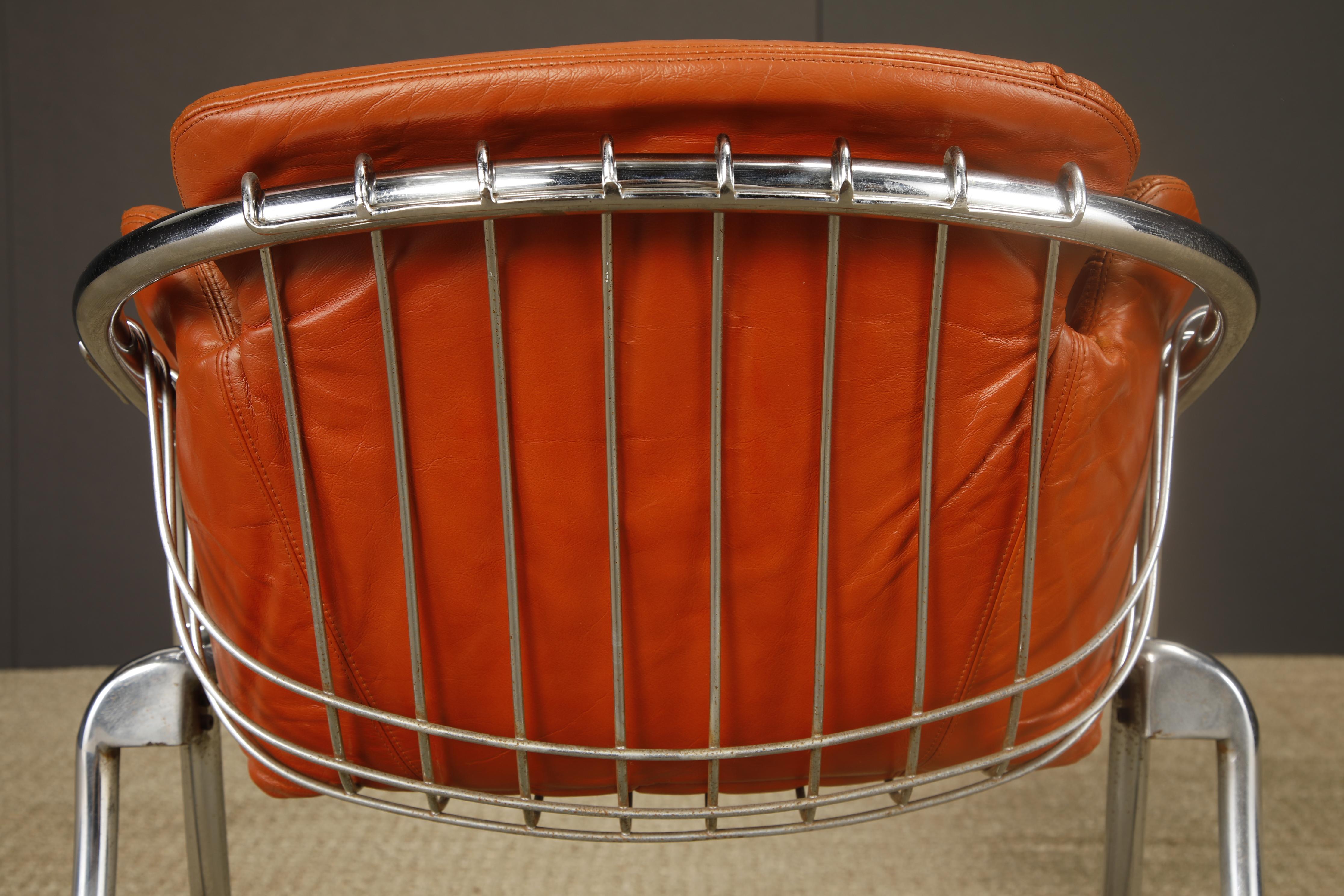 Satz von 6 Gastone Rinaldi Esszimmerstühlen aus Stahl und Leder für RIMA, Italien, 1970er Jahre im Angebot 12
