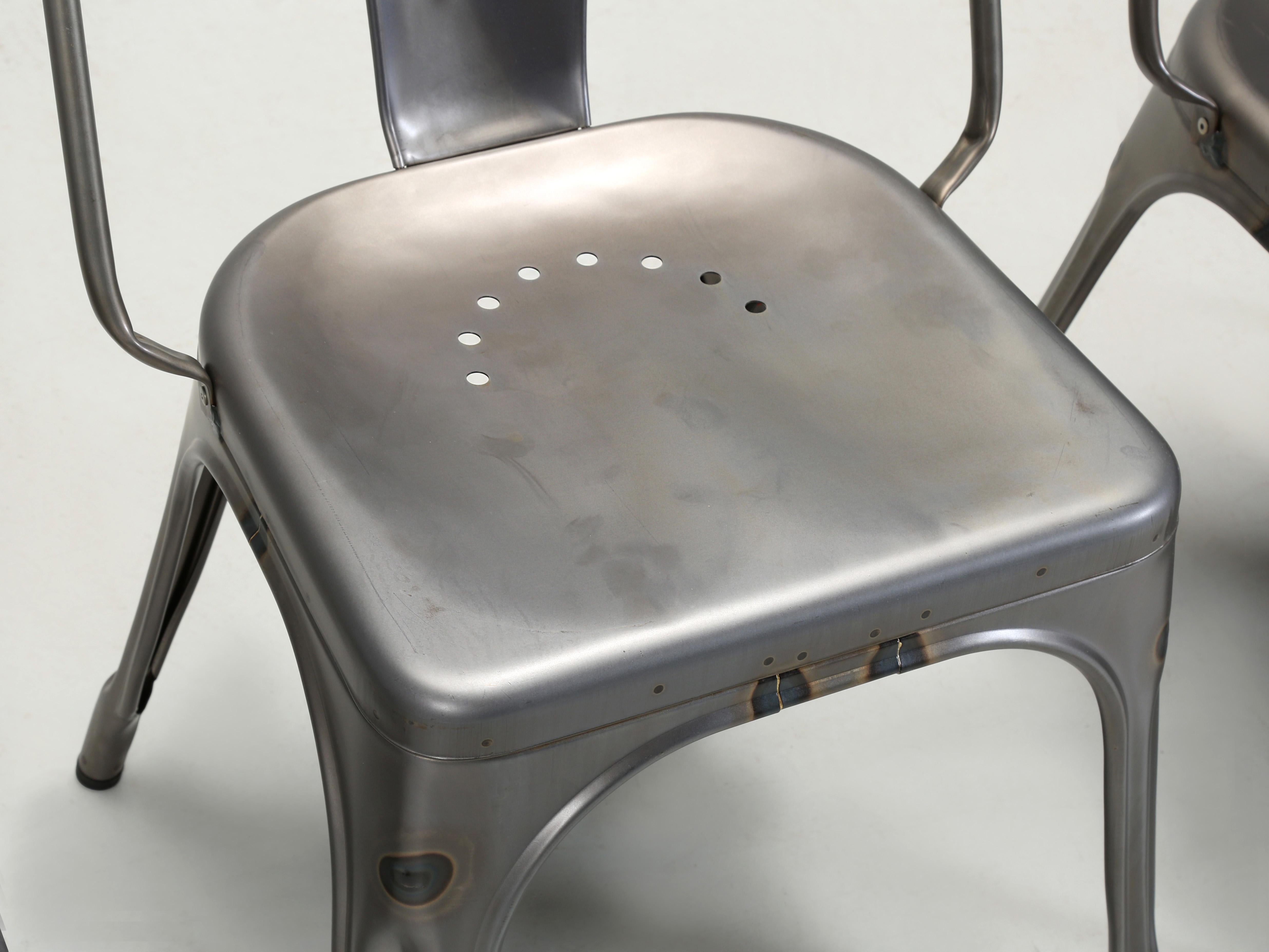 Set (6) Genuine French Tolix AC Wide Style Chairs in Dark Grey Eggshell Finish 5