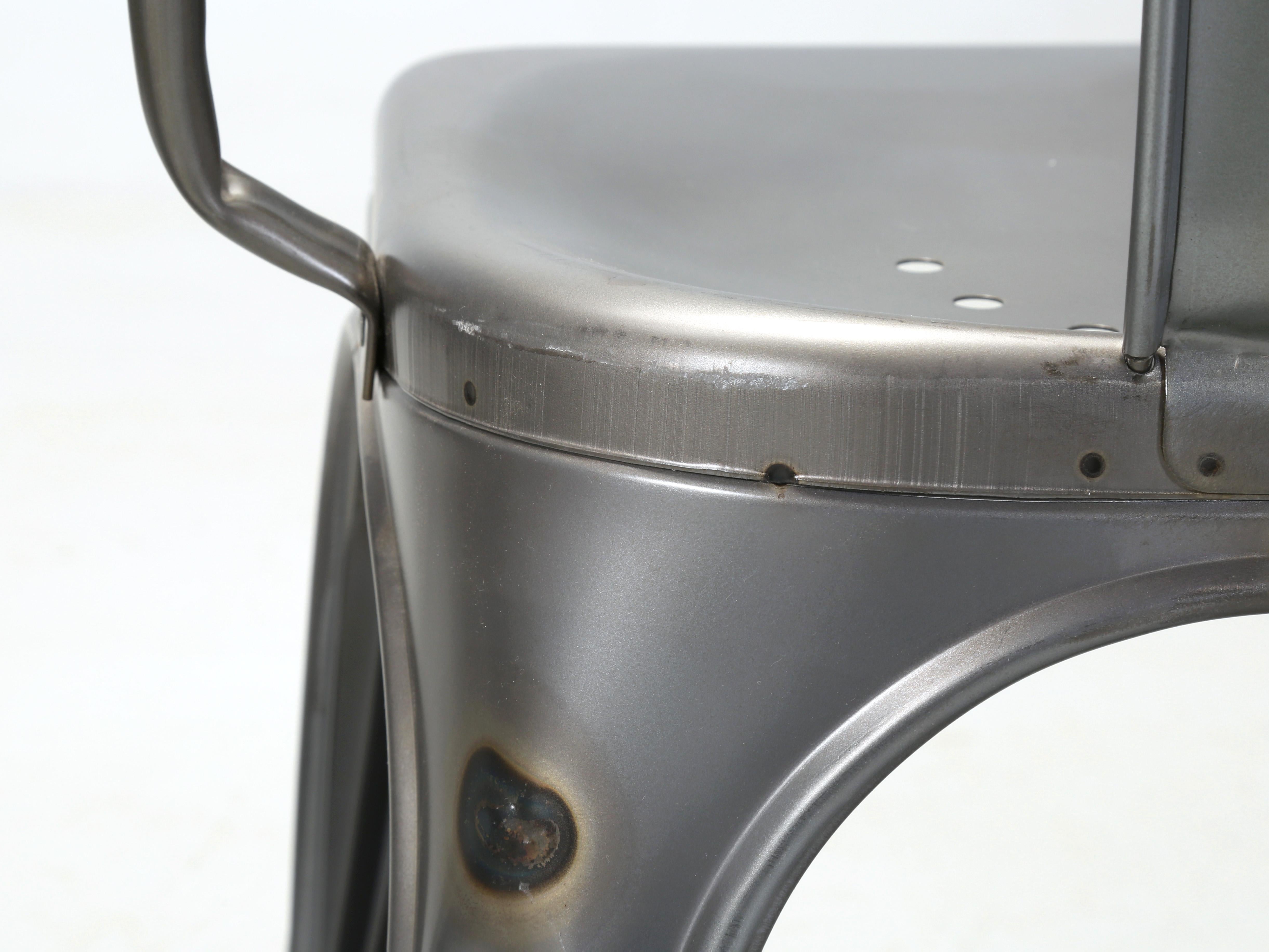 Set (6) Genuine French Tolix AC Wide Style Chairs in Dark Grey Eggshell Finish 9