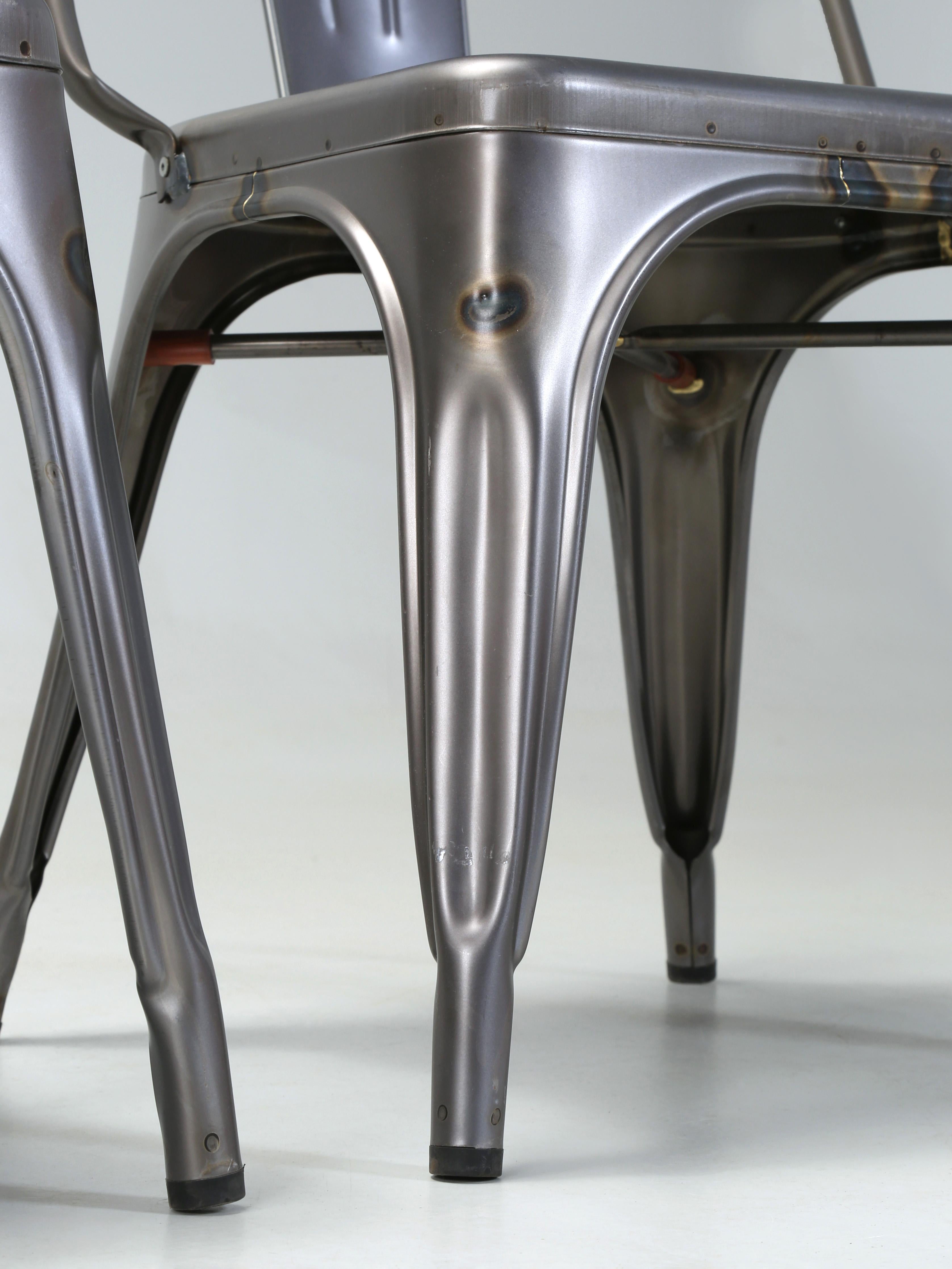 Set (6) Genuine French Tolix AC Wide Style Chairs in Dark Grey Eggshell Finish 1