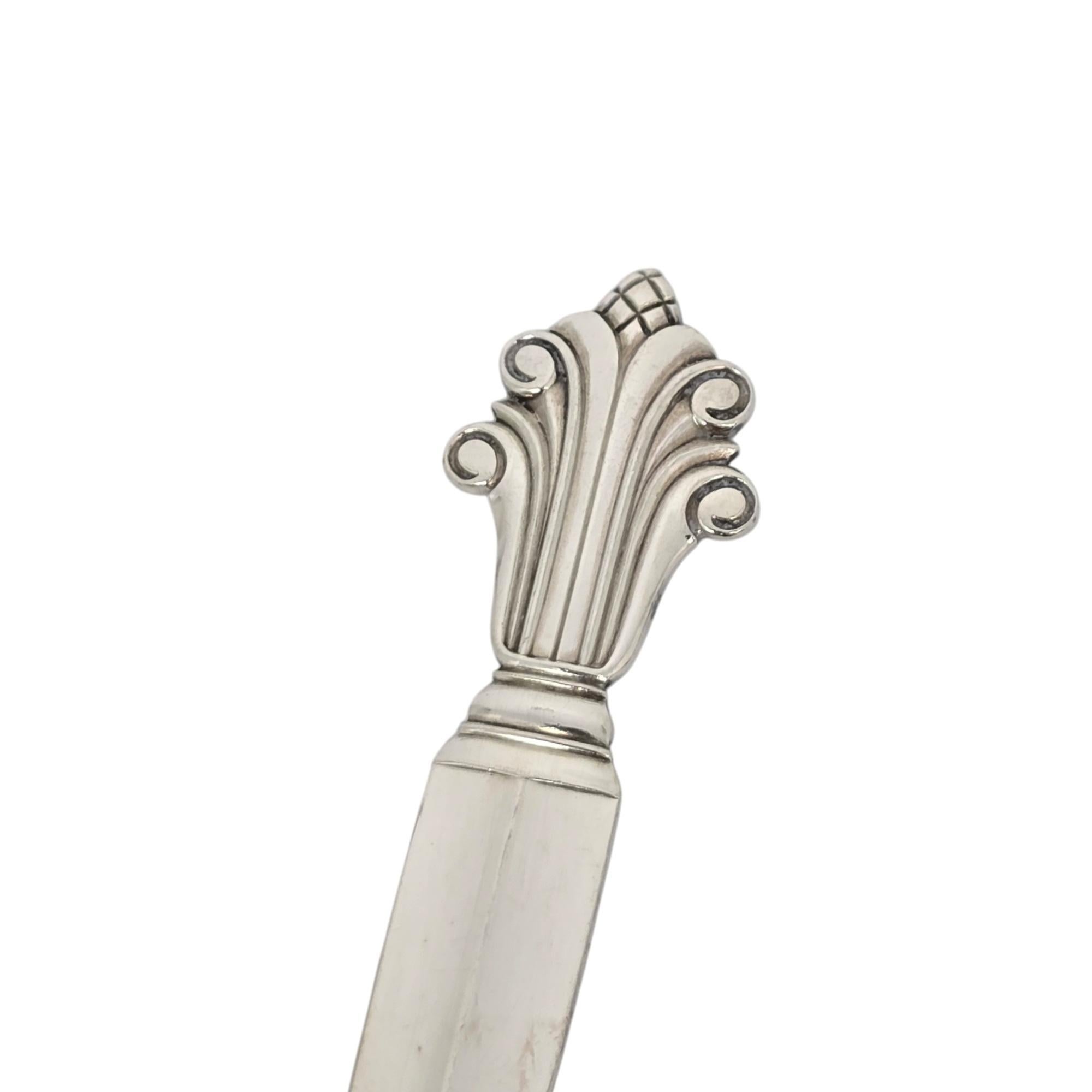Set di 6 cucchiai da dessert/da minestra ovali in argento sterling Georg Jensen Acanthus #19718 in vendita 4