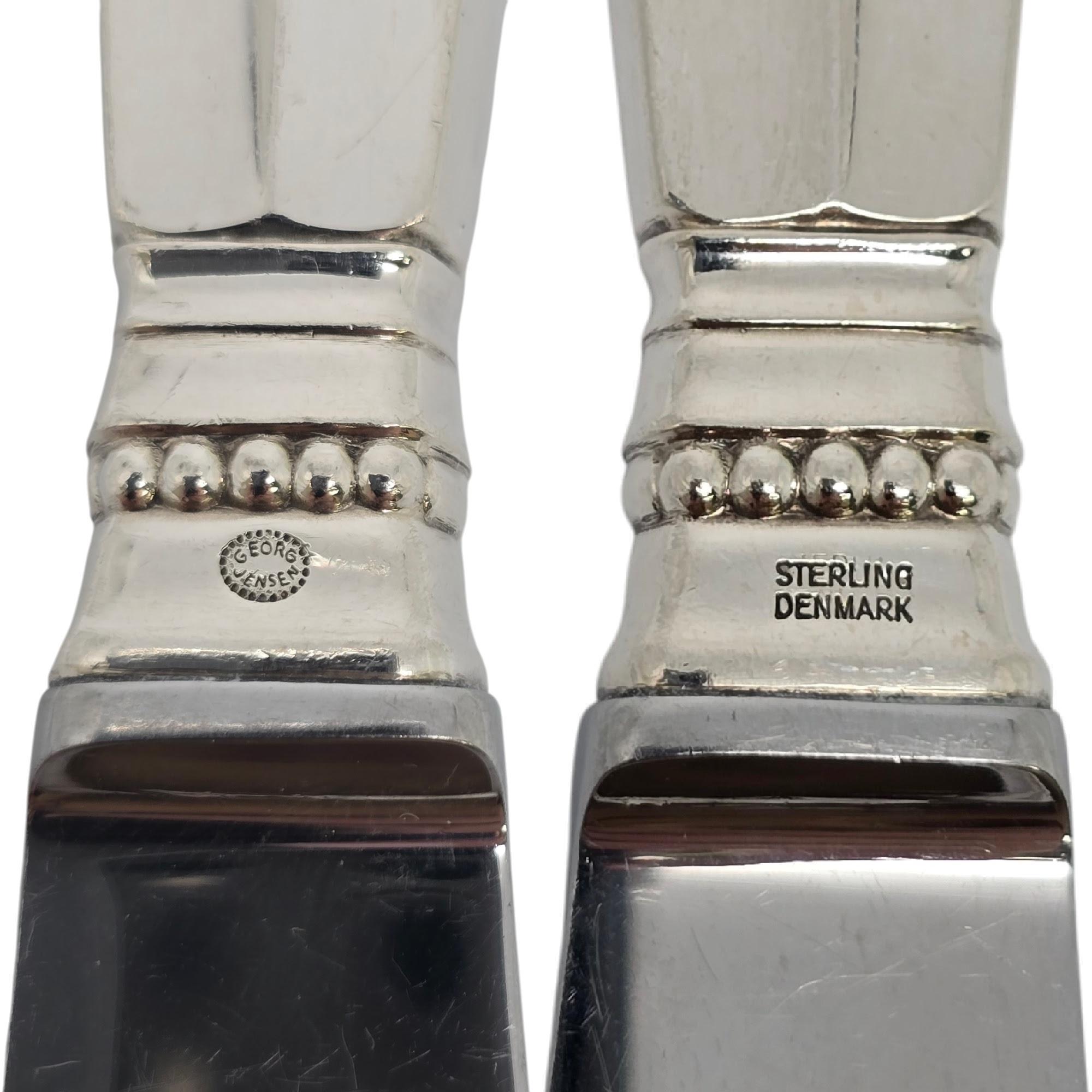 Set di 6 coltelli da cena con manico lungo in argento sterling Georg Jensen Acanthus #19715 in vendita 4