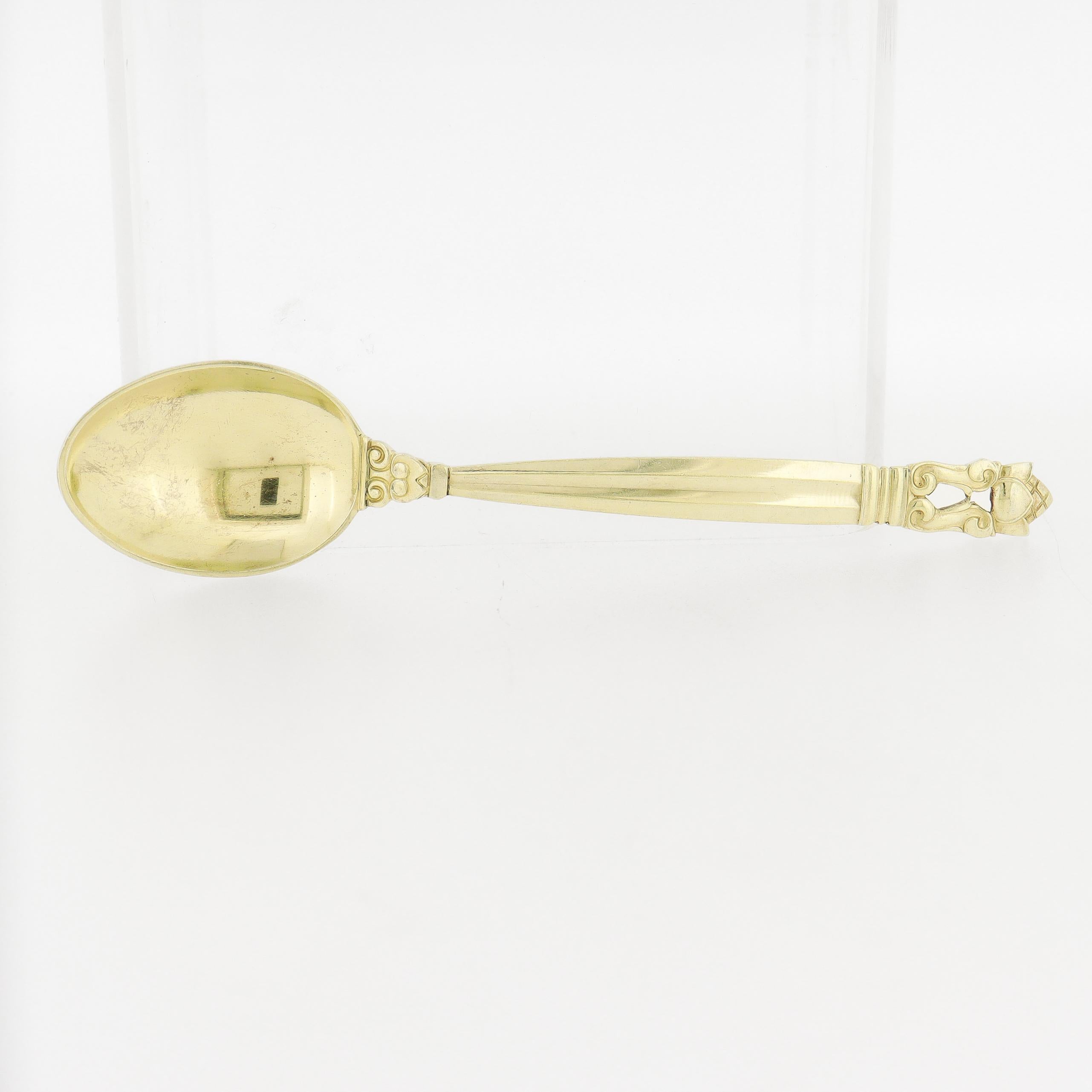 Set of 6 Georg Jensen 'Acorn' Gilt Sterling Silver Mocha Spoons For Sale 1