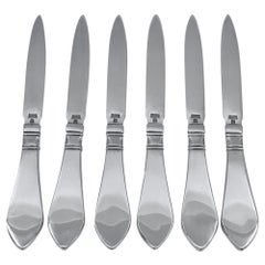 Ensemble de 6 couteaux continentaux Georg Jensen en argent sterling tout en argent sterling