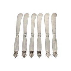 Set of 6 Georg Jensen Denmark Acanthus Sterling Silver Butter Spreaders 6" 19721