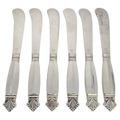 Satz von 6 Georg Jensen Denmark Acanthus Sterling Silber Butterstreichern 6" 19721