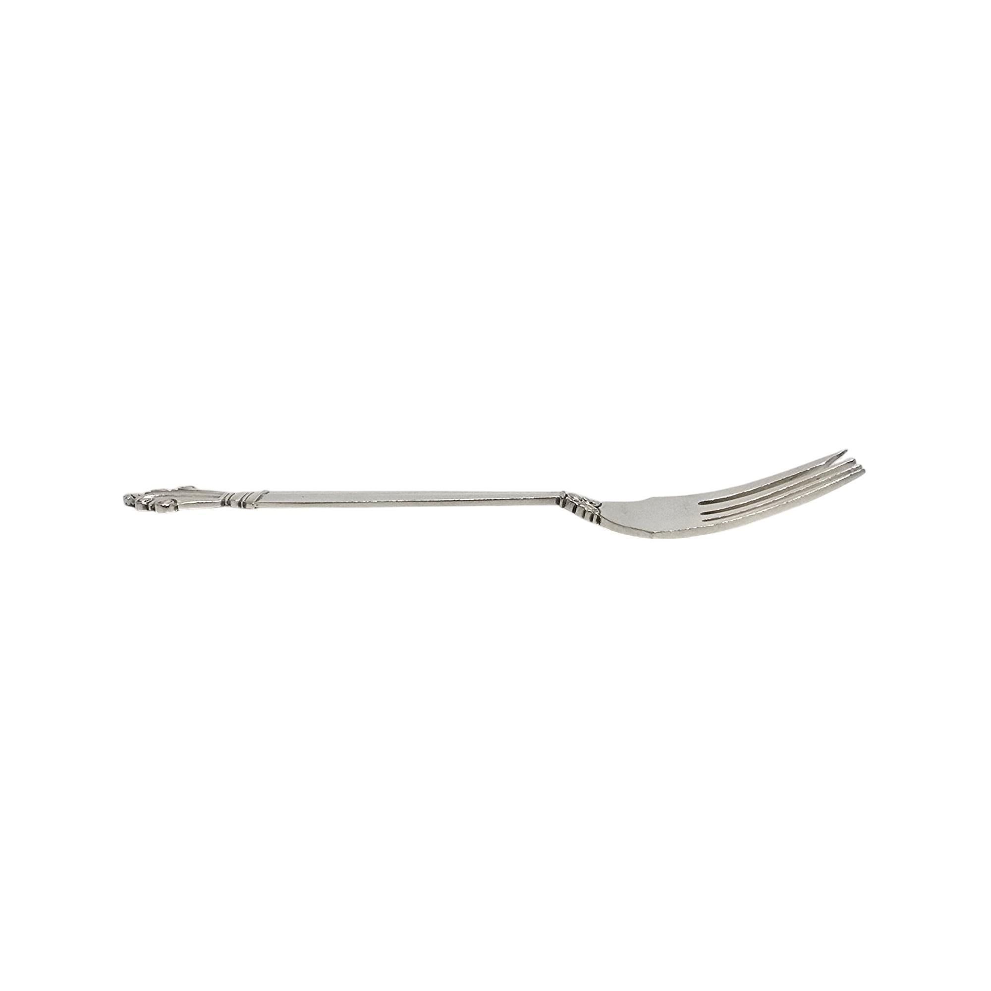Set di 6 forchette da insalata in argento sterling Georg Jensen Denmark Acanthus 5 3/4
