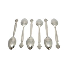 Set de 6 cuillères à café en argent Sterling Georg Jensen Denmark 5 3/4" # 19723