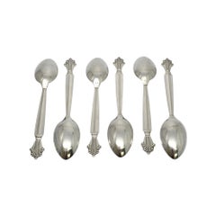 Set of 6 Georg Jensen Denmark Acanthus Sterling Silver Teaspoons 5 3/4" # 19724