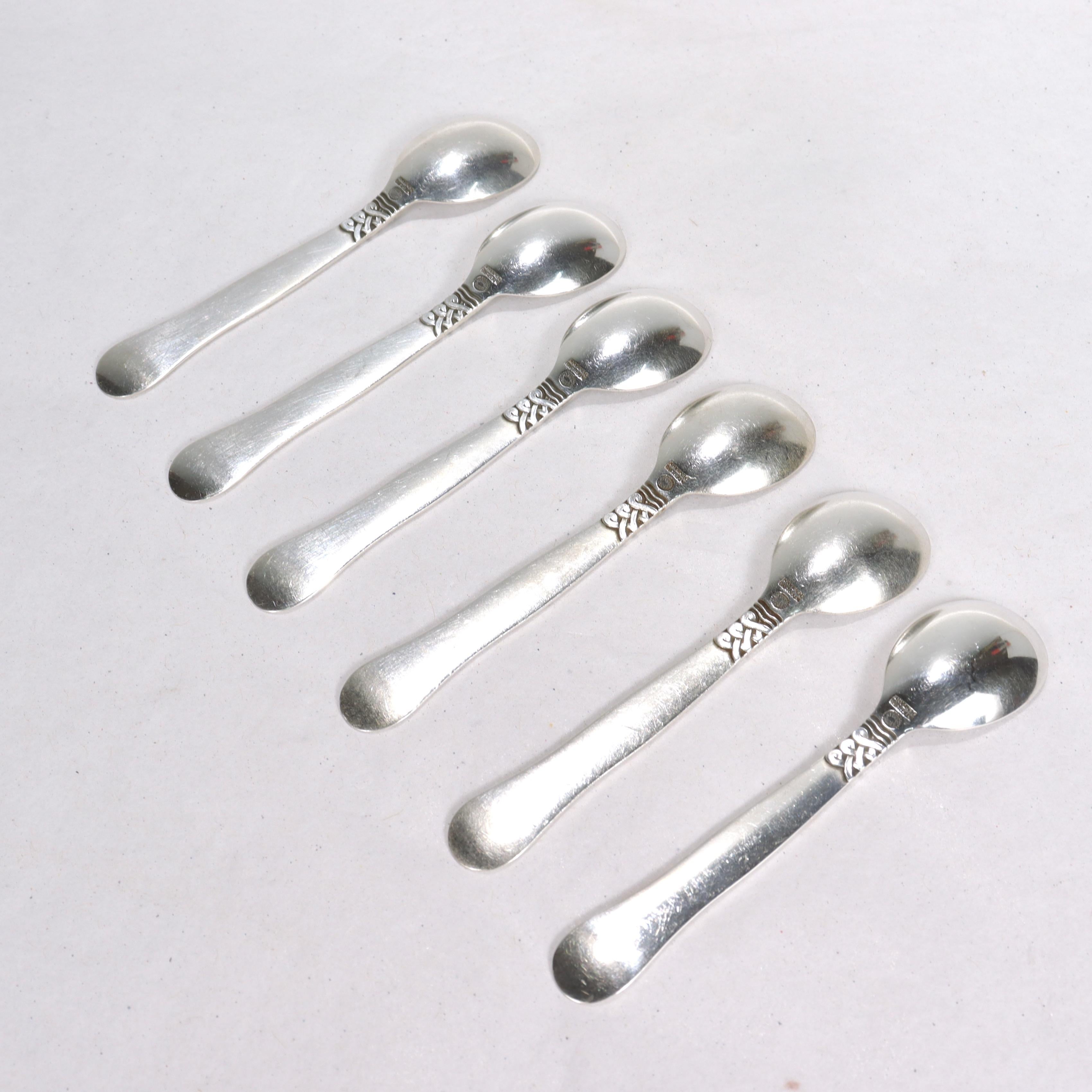 Set of 6 Georg Jensen Sterling Silver Landby/Nordic #76 Coffee Spoons For Sale 4