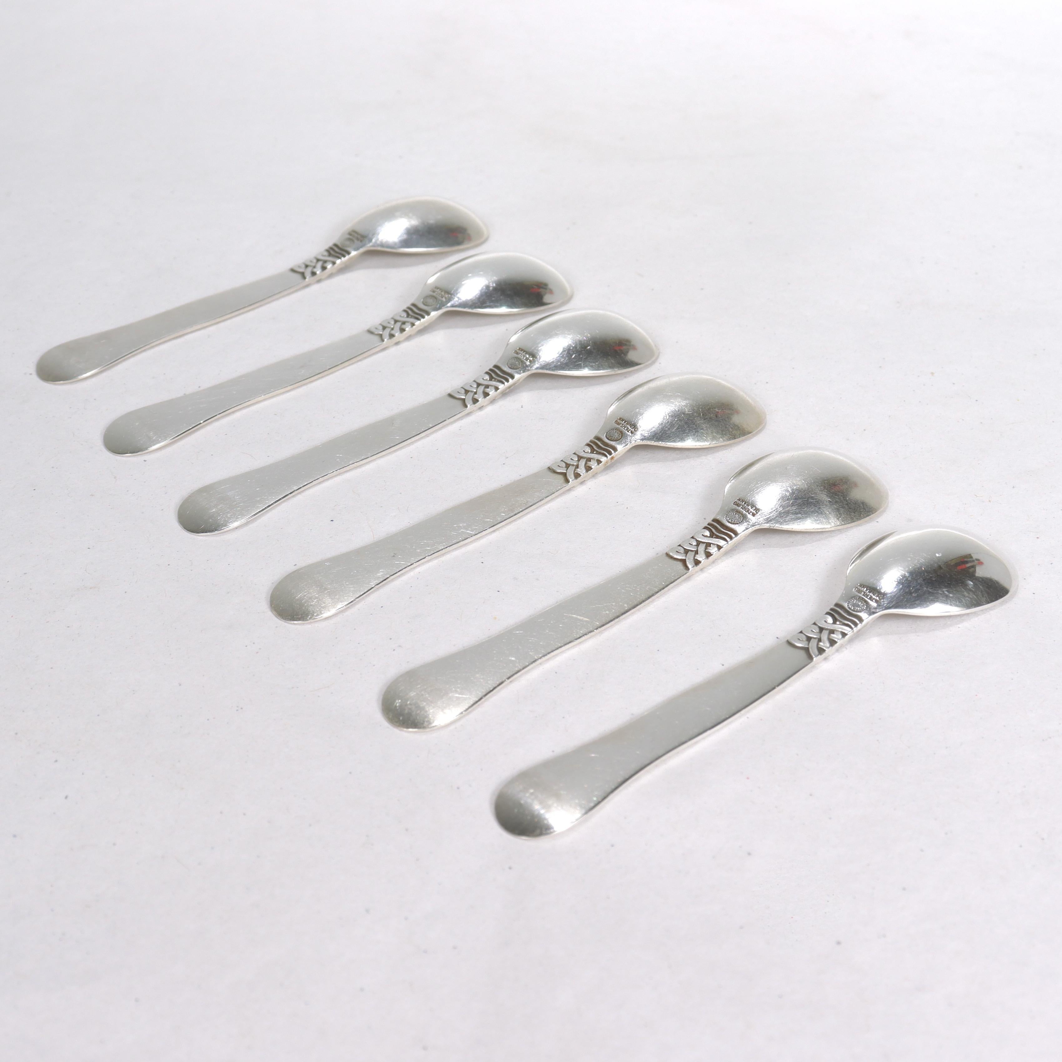Set of 6 Georg Jensen Sterling Silver Landby/Nordic #76 Coffee Spoons For Sale 5