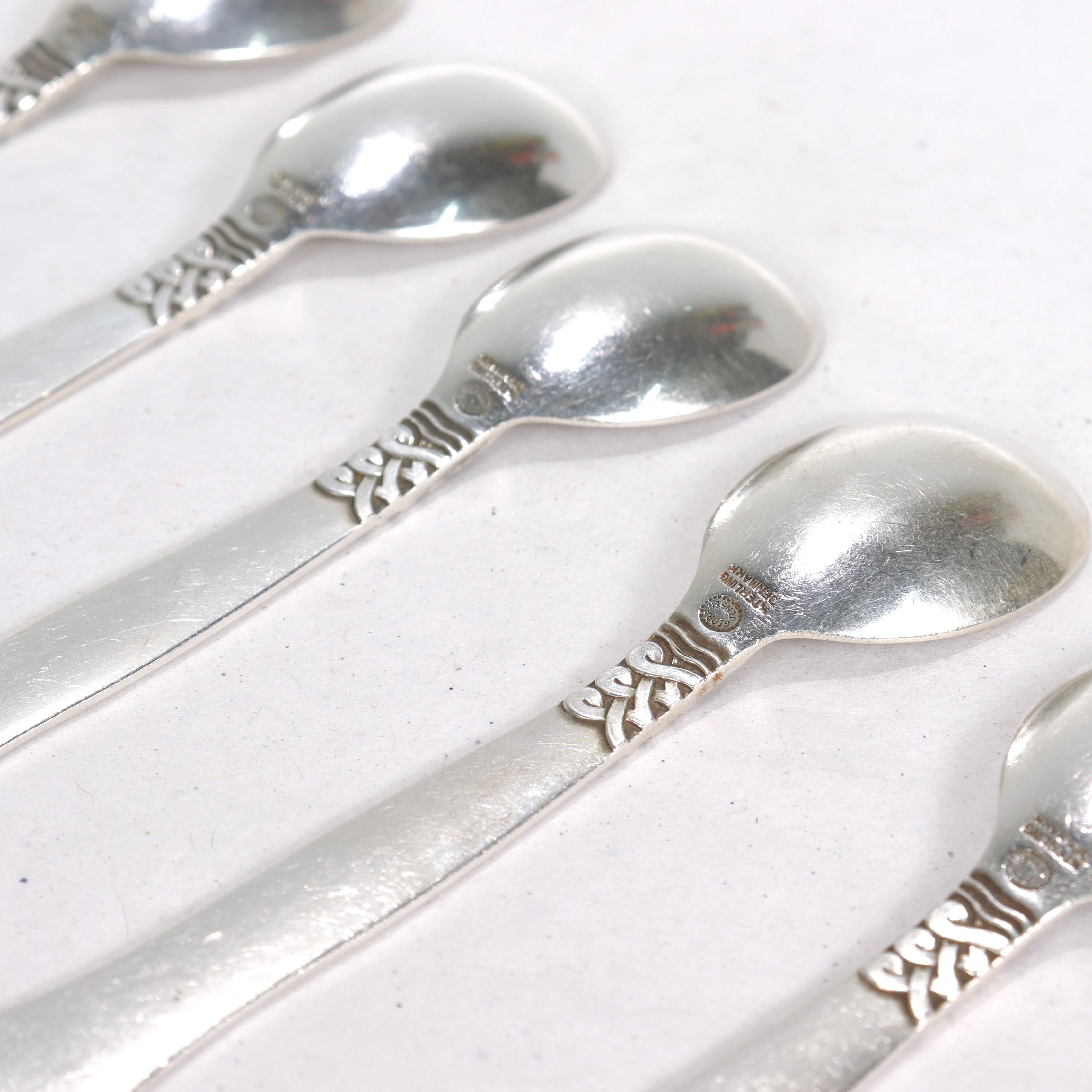 Set of 6 Georg Jensen Sterling Silver Landby/Nordic #76 Coffee Spoons For Sale 6