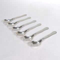 Set of 6 Georg Jensen Sterling Silver Landby/Nordic #76 Coffee Spoons