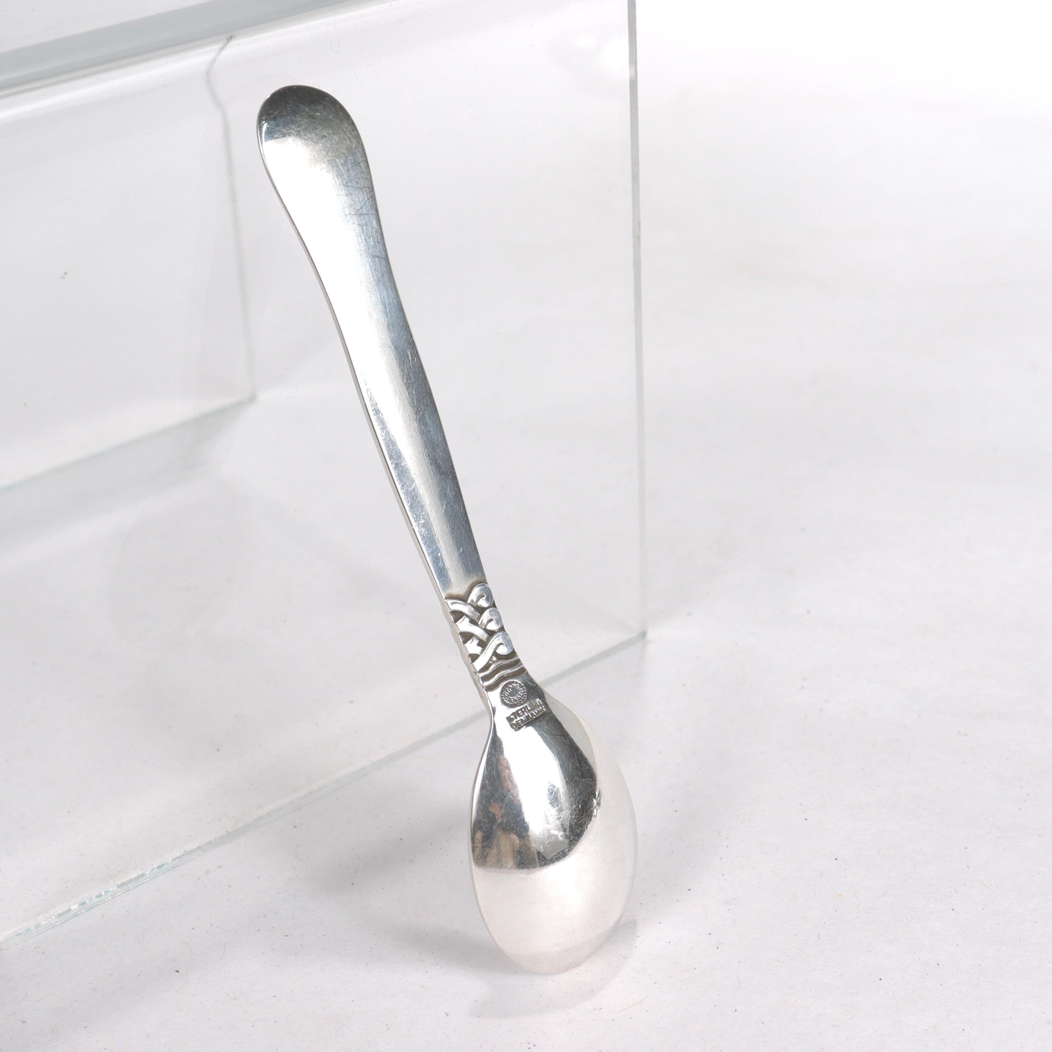 Modern Set of 6 Georg Jensen Sterling Silver Landby/Nordic #76 Coffee Spoons For Sale