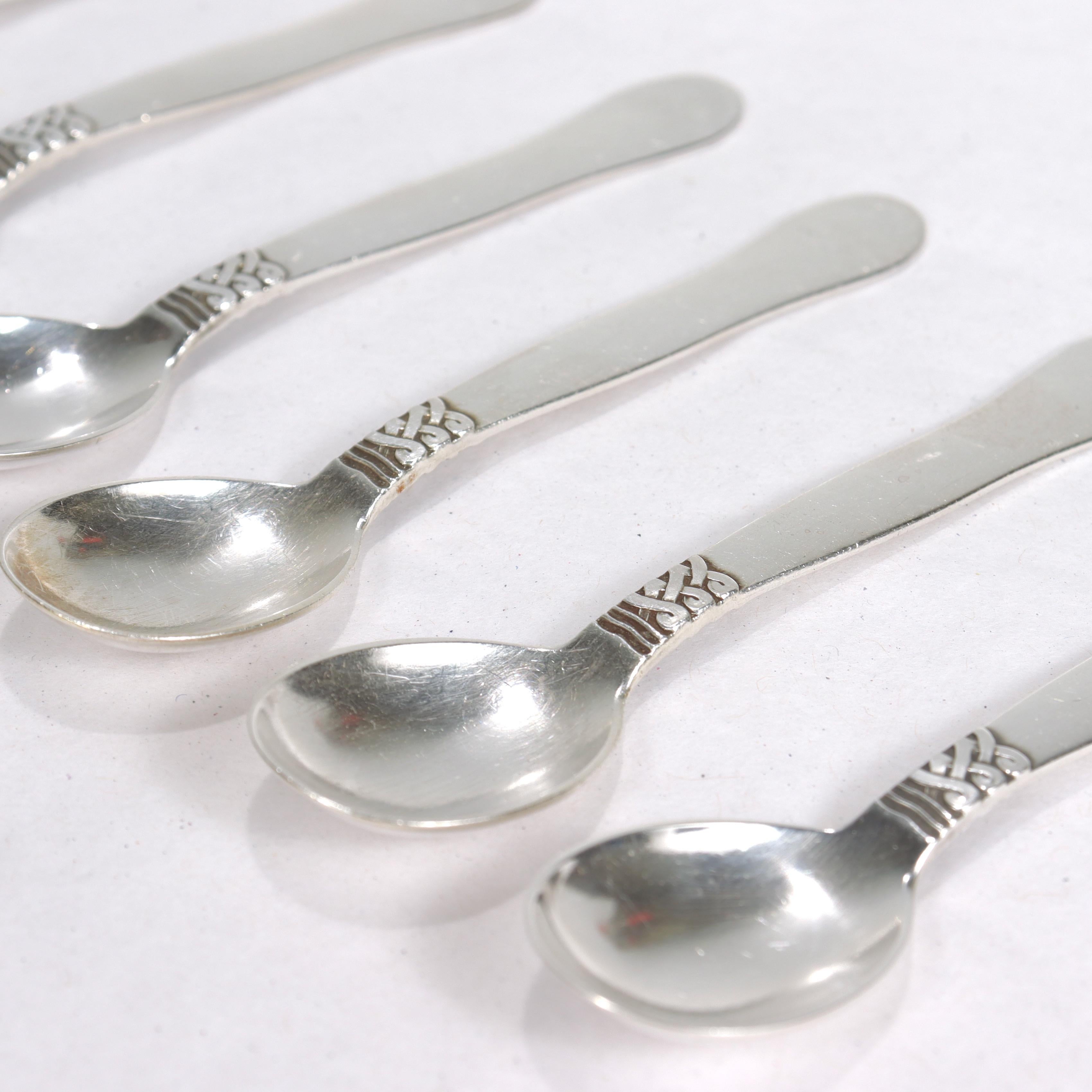 Women's or Men's Set of 6 Georg Jensen Sterling Silver Landby/Nordic #76 Coffee Spoons For Sale