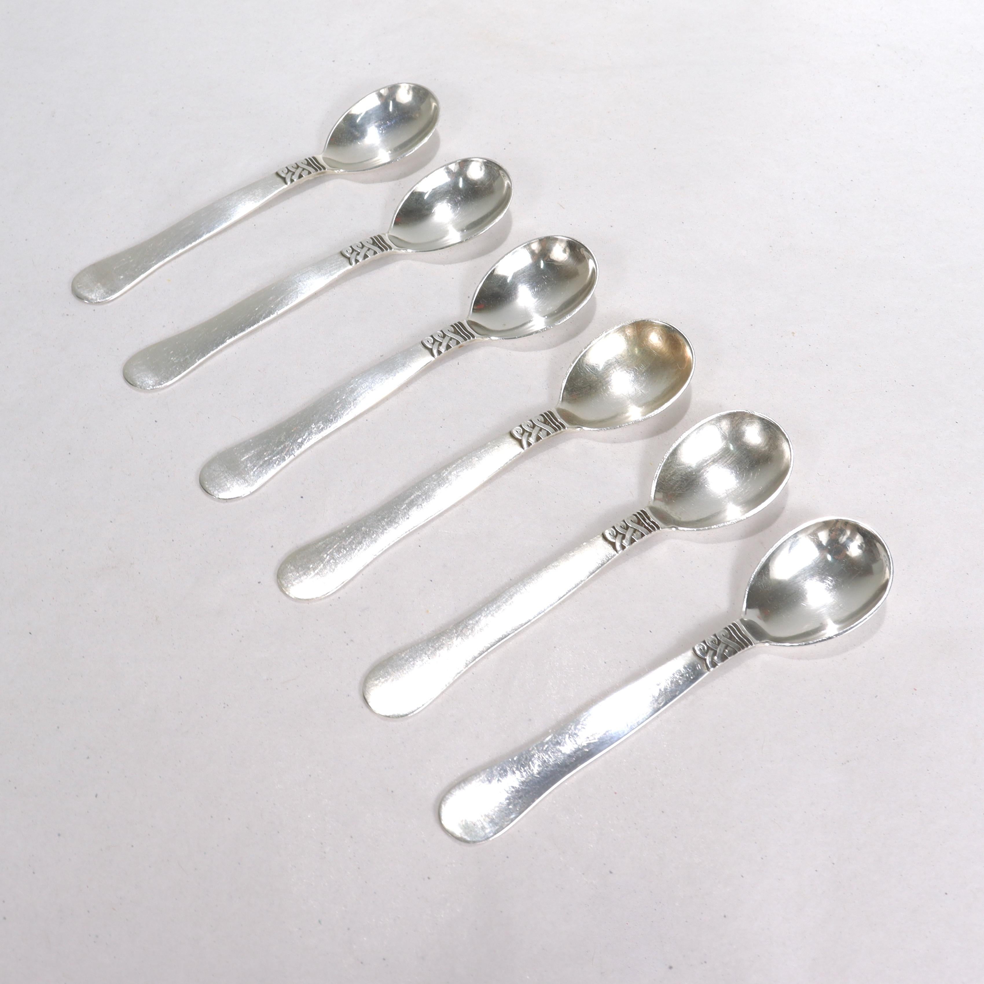 Set of 6 Georg Jensen Sterling Silver Landby/Nordic #76 Coffee Spoons For Sale 2