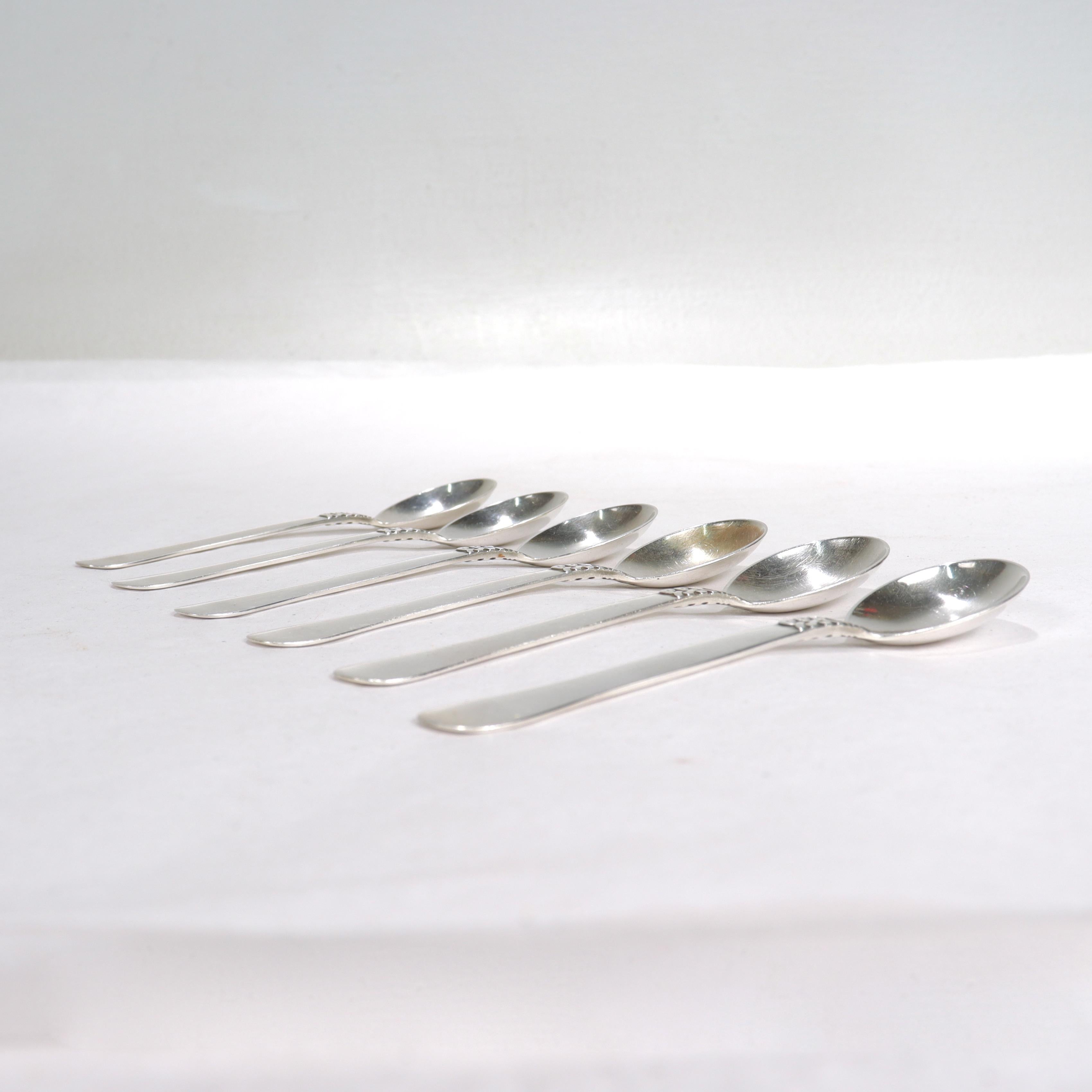 Set of 6 Georg Jensen Sterling Silver Landby/Nordic #76 Coffee Spoons For Sale 3