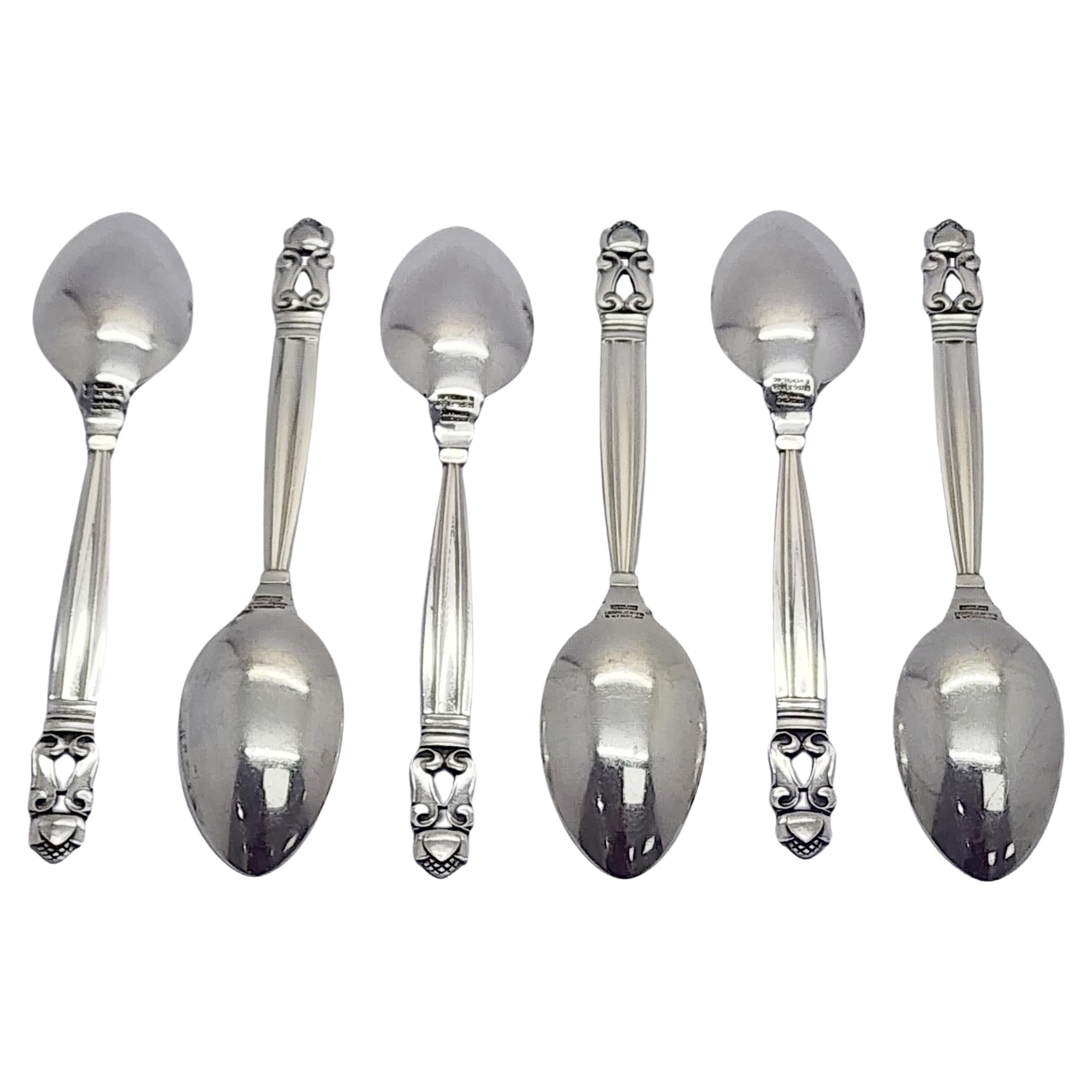 Set of 6 Georg Jensen & Wendel Denmark Acorn Ster Silver Teaspoons 5 3/4" #15034 For Sale