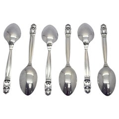 Juego de 6 cucharillas Georg Jensen & Wendel Denmark Acorn Ster Silver 5 3/4" #15034