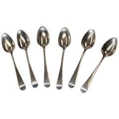Set of 6 George 111 Silver Old English Coffee Spoons, London, 1801