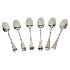 Set di 6 cucchiaini d'argento George 111 Scroll Back datati circa 1760 George James Tookey