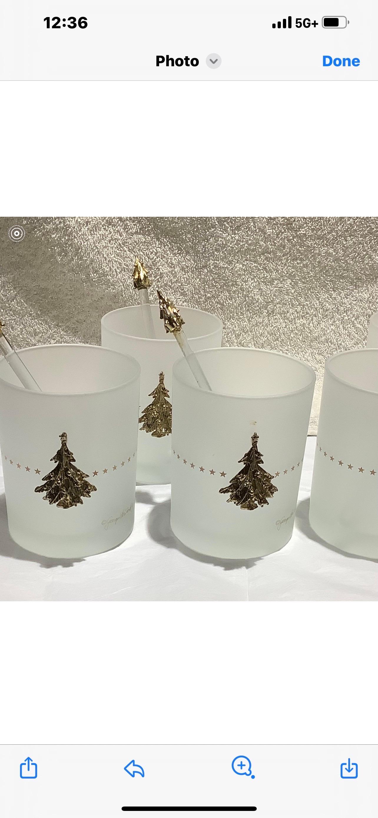 Frosted Set Of 6 George Briard Double Old Fashion Glasses For Sale