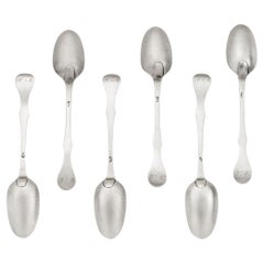 Set of 6 George II Scots Fiddle Pattern Teaspoons by John Welsh, circa 1745