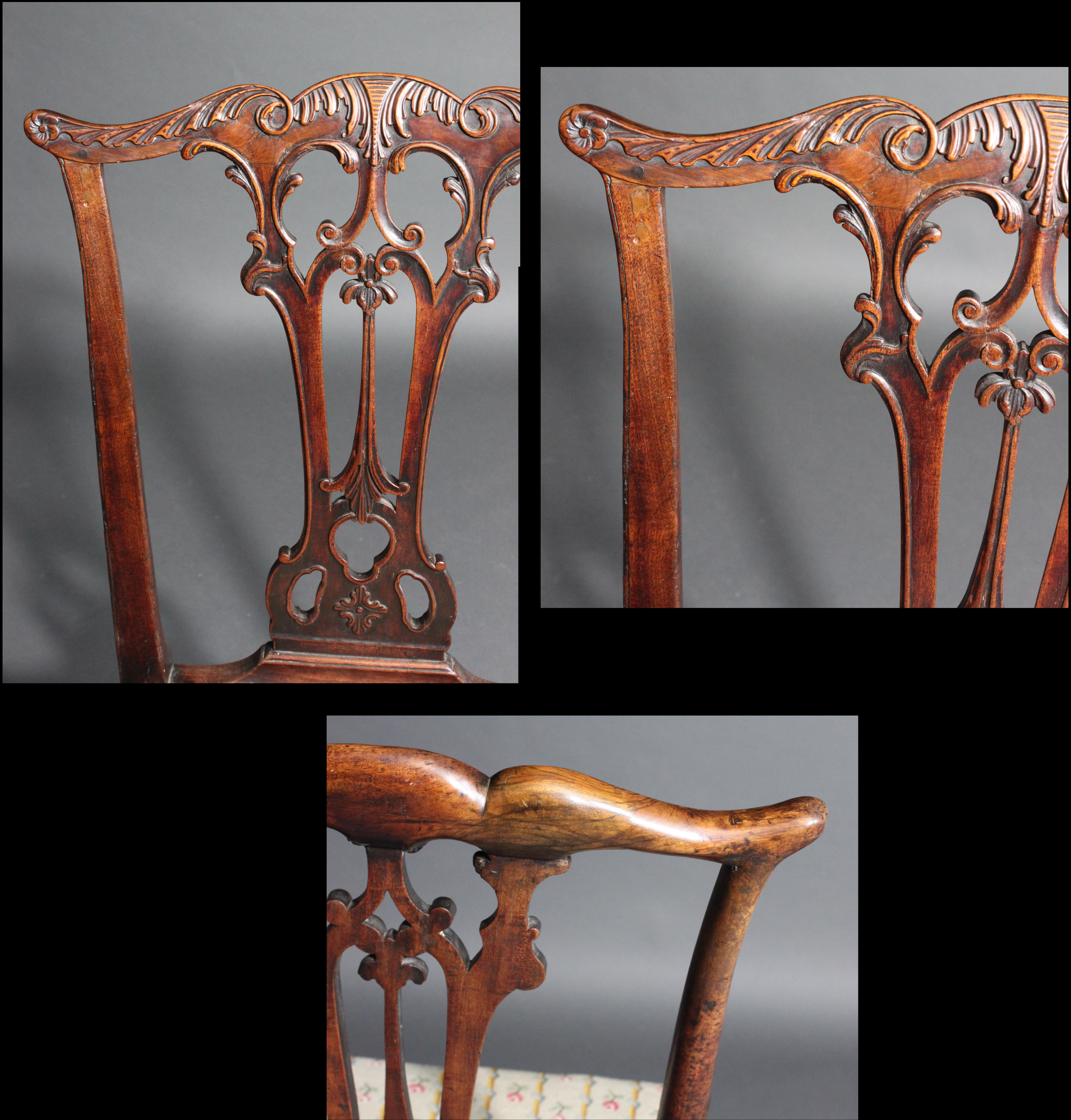 Set of 6 George III Period Chairs after a Design by Thomas Chippendale 4