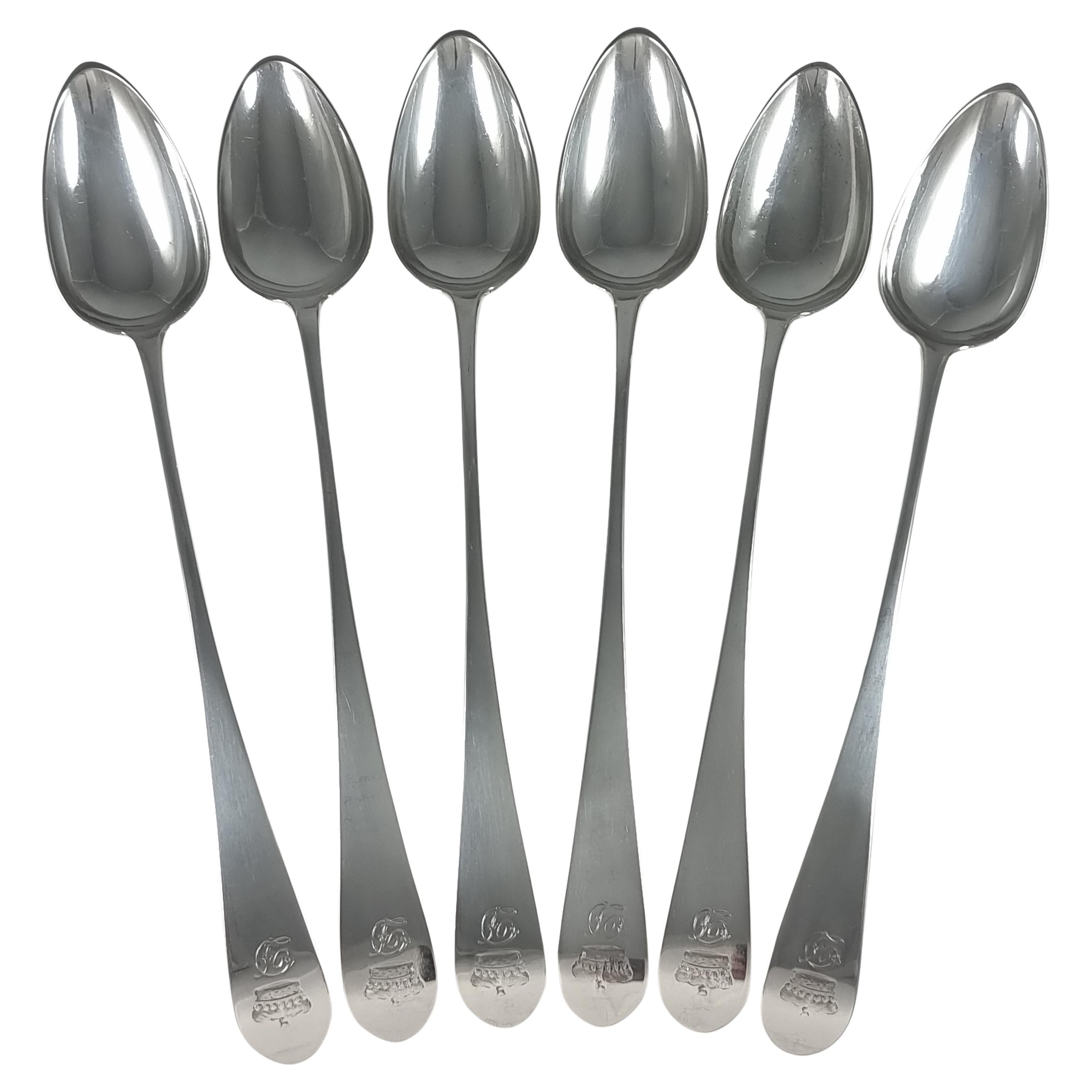 Set of 6 George III Scottish Silver Celtic-Point Pattern Basting Spoons, 1804 For Sale