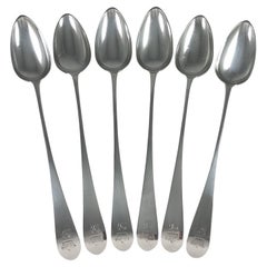 Set of 6 George III Scottish Silver Celtic-Point Pattern Basting Spoons, 1804
