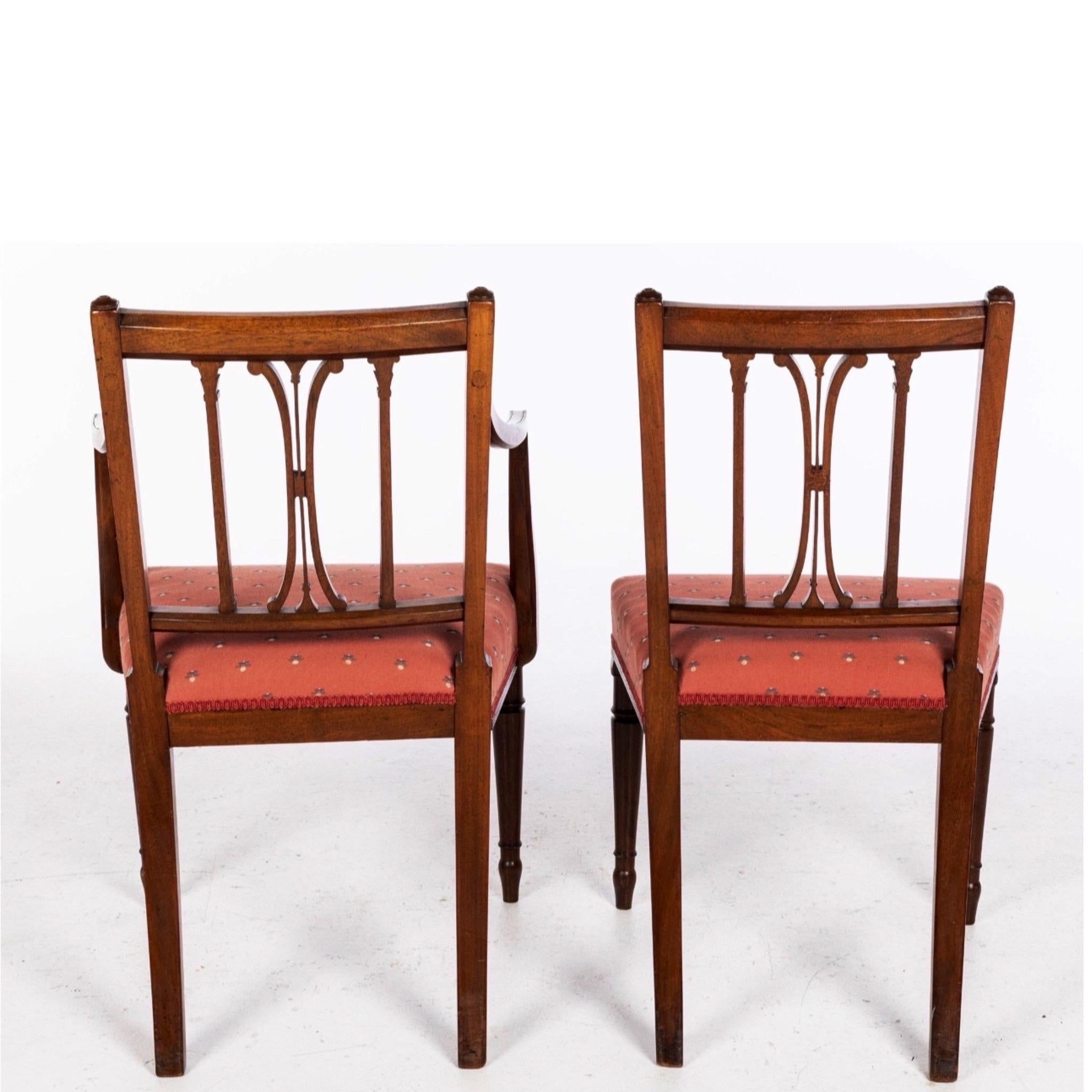 English Set of 6 George III Style Mahogany Dining Chairs, 19th Century