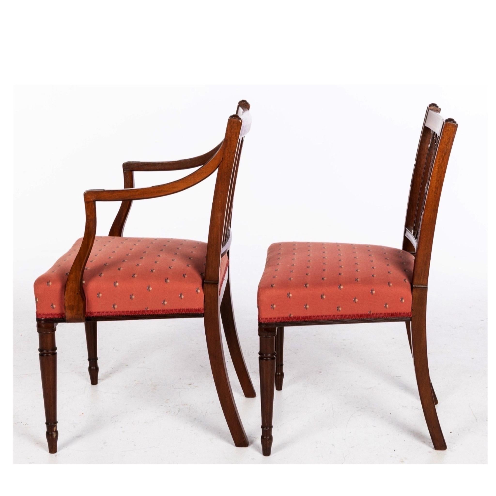 Set of 6 George III Style Mahogany Dining Chairs, 19th Century In Good Condition In Charleston, SC