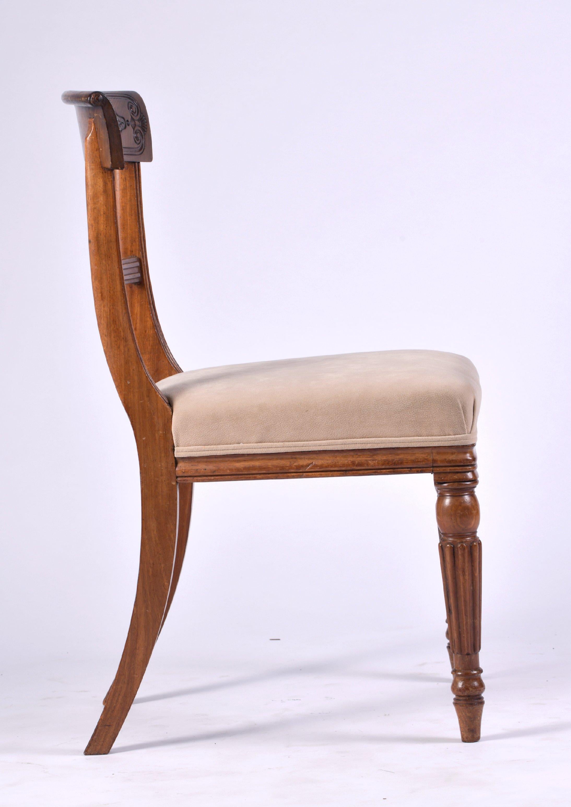 Woven Set of 6 George IV Mahogany Dining Chairs in the Manner of Gillows