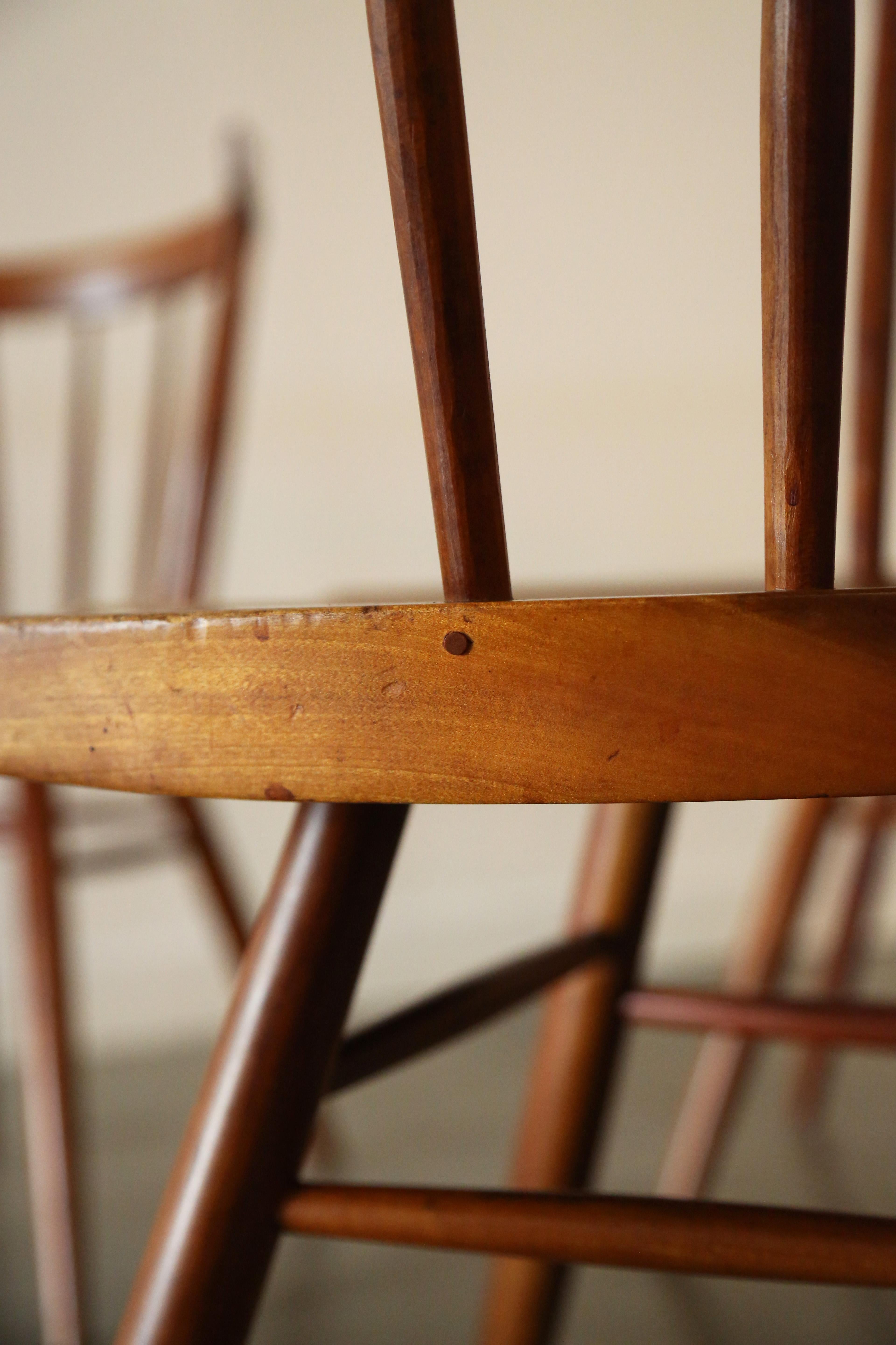 Satz von 6 George Nakashima Studio-Stühlen mit gerader Rückenlehne aus massivem Kirschbaumholz (amerikanisch) im Angebot