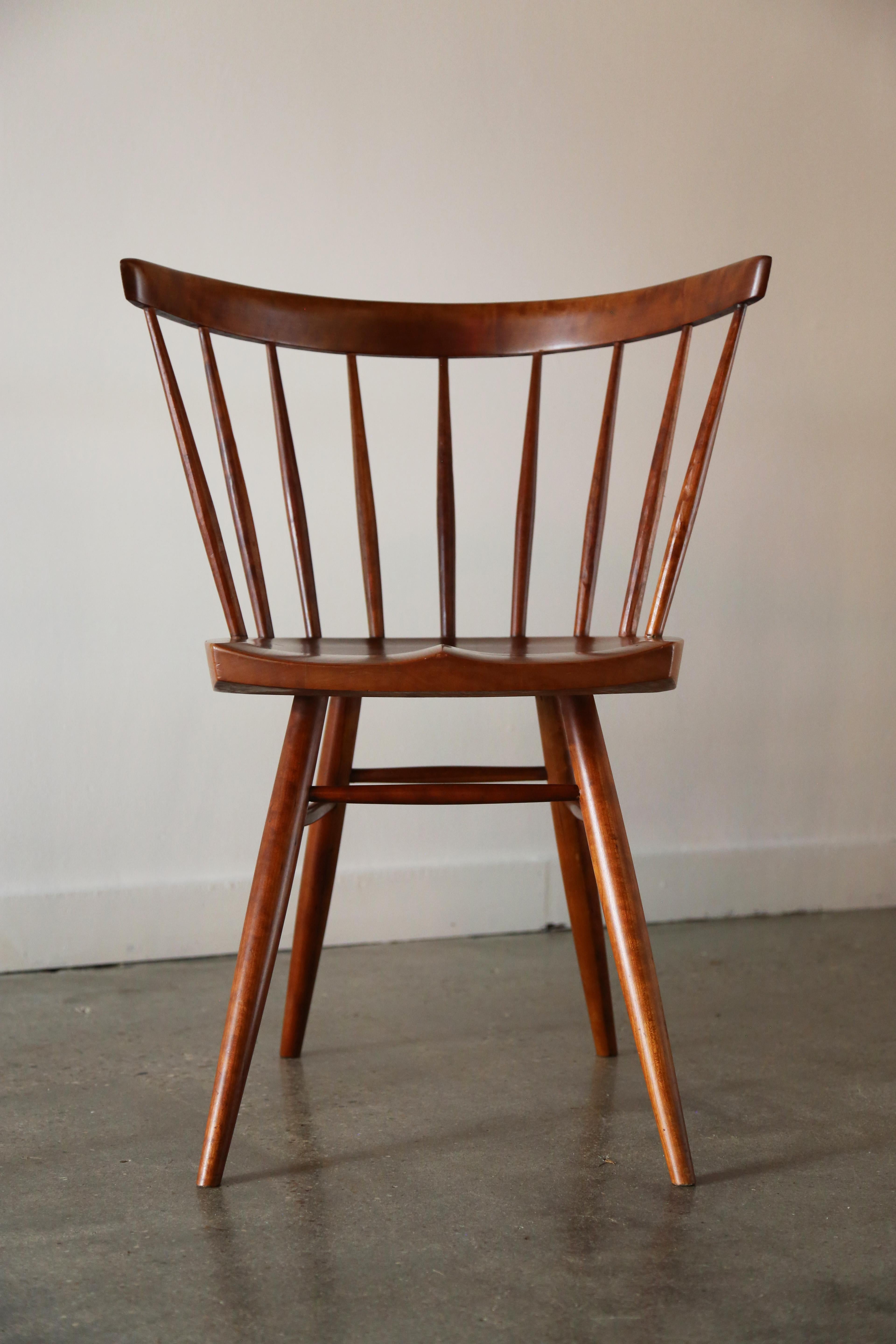 Satz von 6 George Nakashima Studio-Stühlen mit gerader Rückenlehne aus massivem Kirschbaumholz im Angebot 2