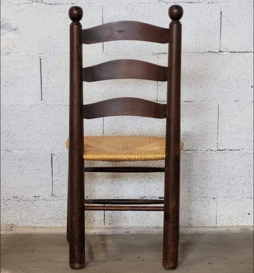 Set of 6 Georges Robert 1950 Oak Chairs and Straw Seats In Good Condition In Saint Rémy de Provence, FR