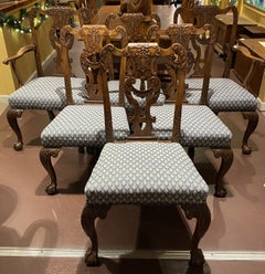 Set of 6 Georgian Chippendale Mahogany Dining Chairs with Spectacular Carving