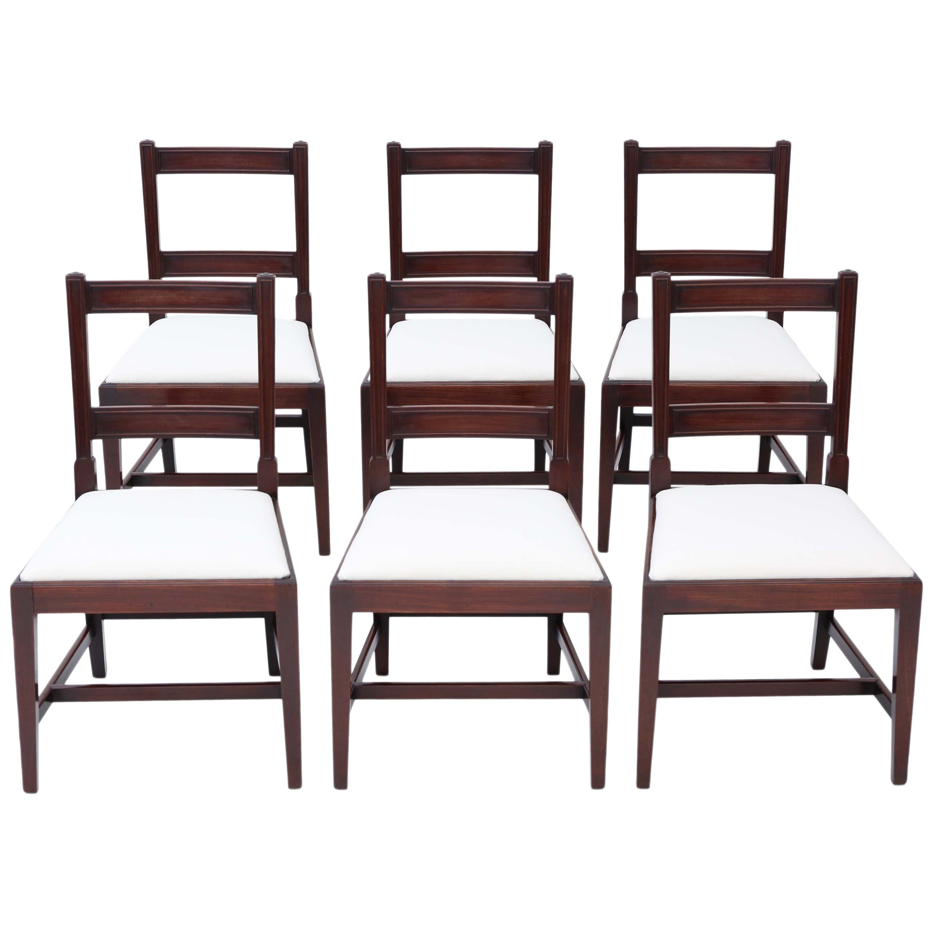 Set of 6 Georgian Mahogany Dining Chairs, 19th Century